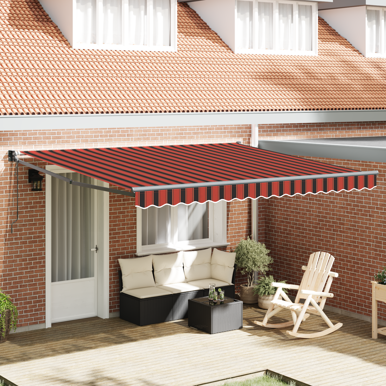 Tenda Retrattile Automatica con LED Gialla e Arancione 400x350 cm 3330746