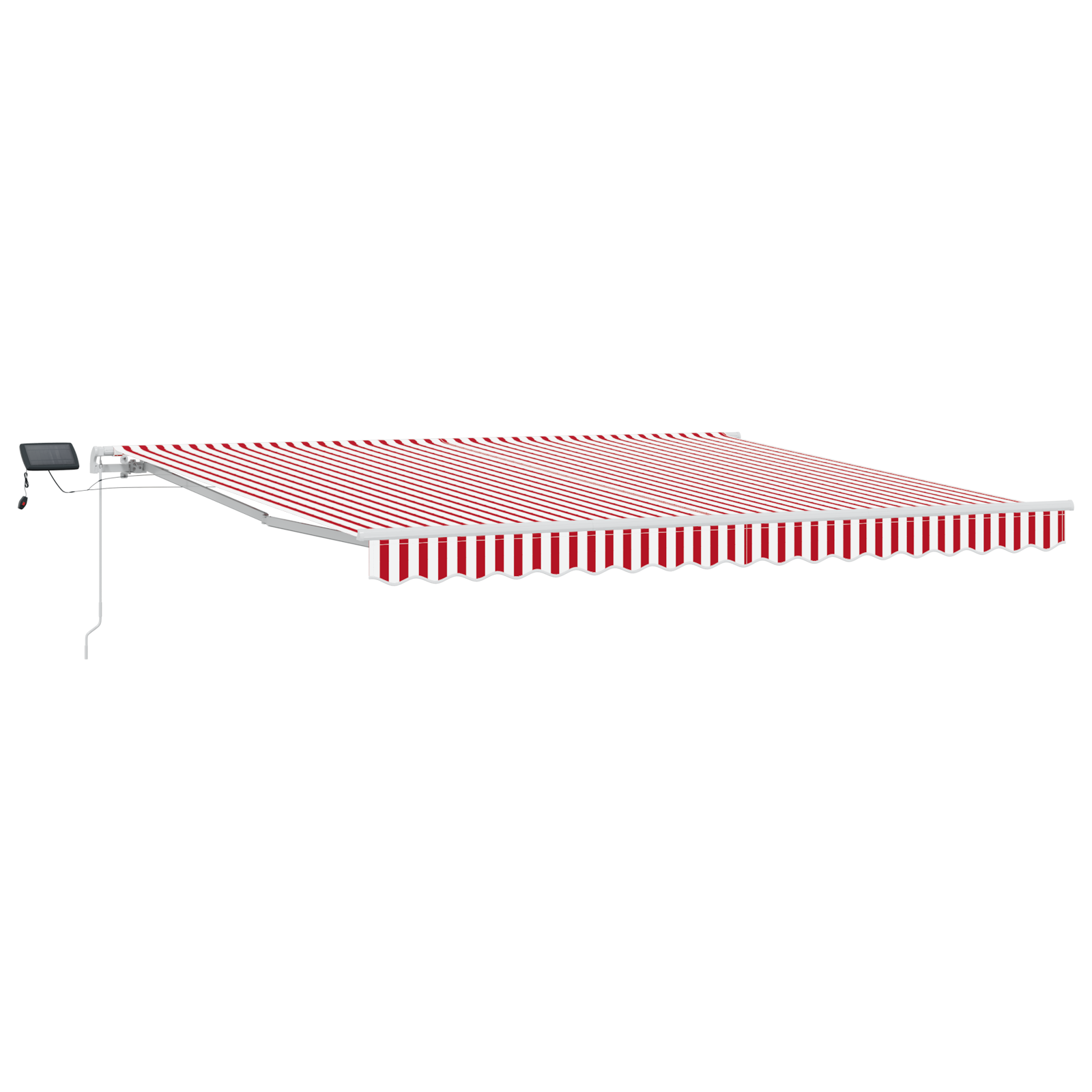 Manual Retractable Awning with LED Red and White Stripe 400x350 cm - Image 2