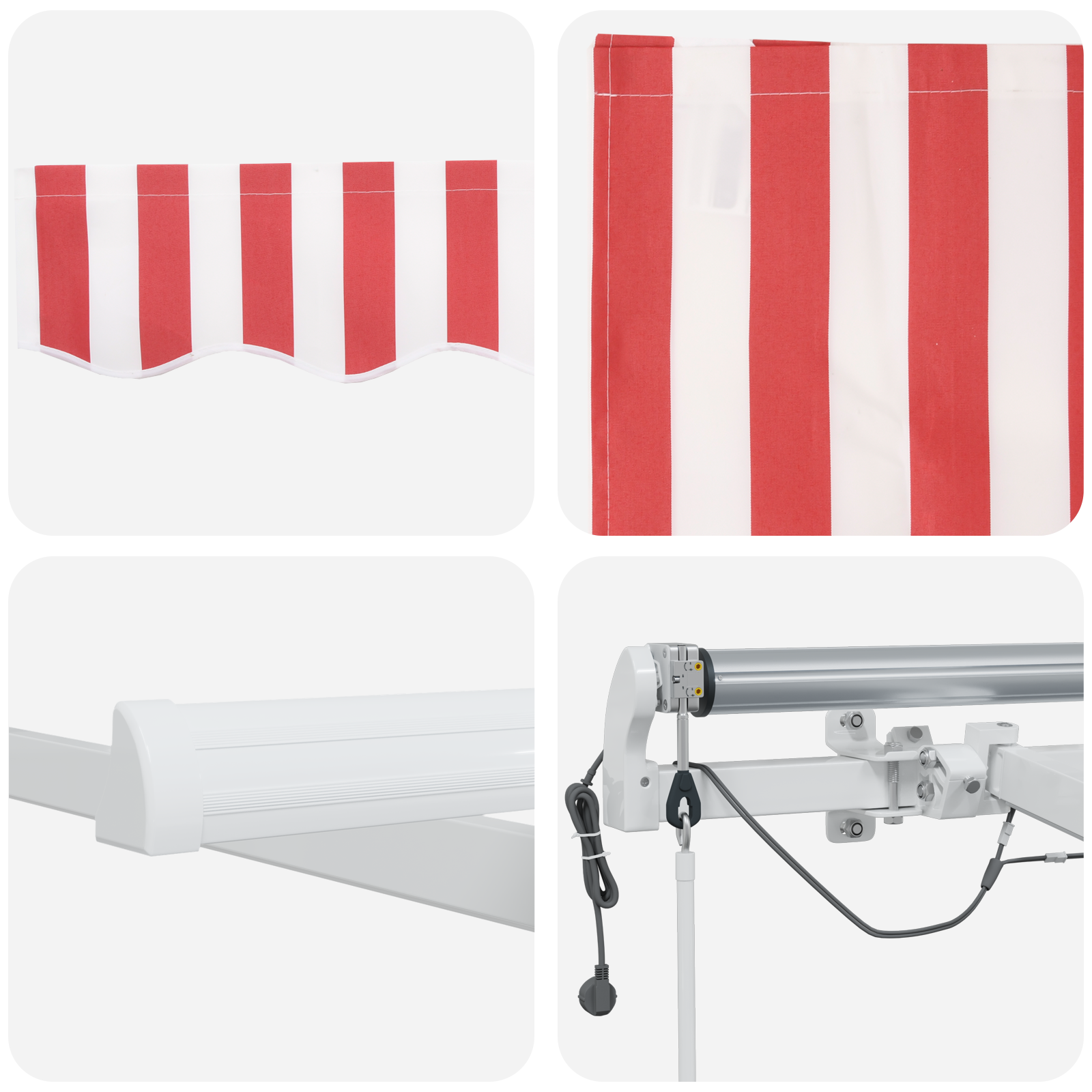 Automatic Retractable Awning with LED Red and White Stripe 400x350 cm - Image 8