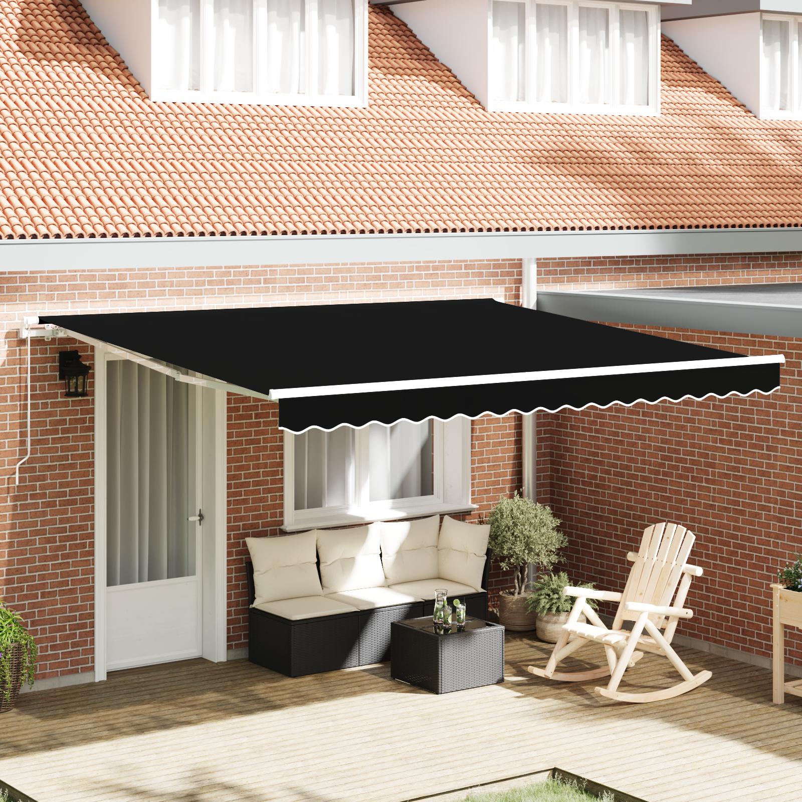Manual Retractable Awning Black 400x350 cm