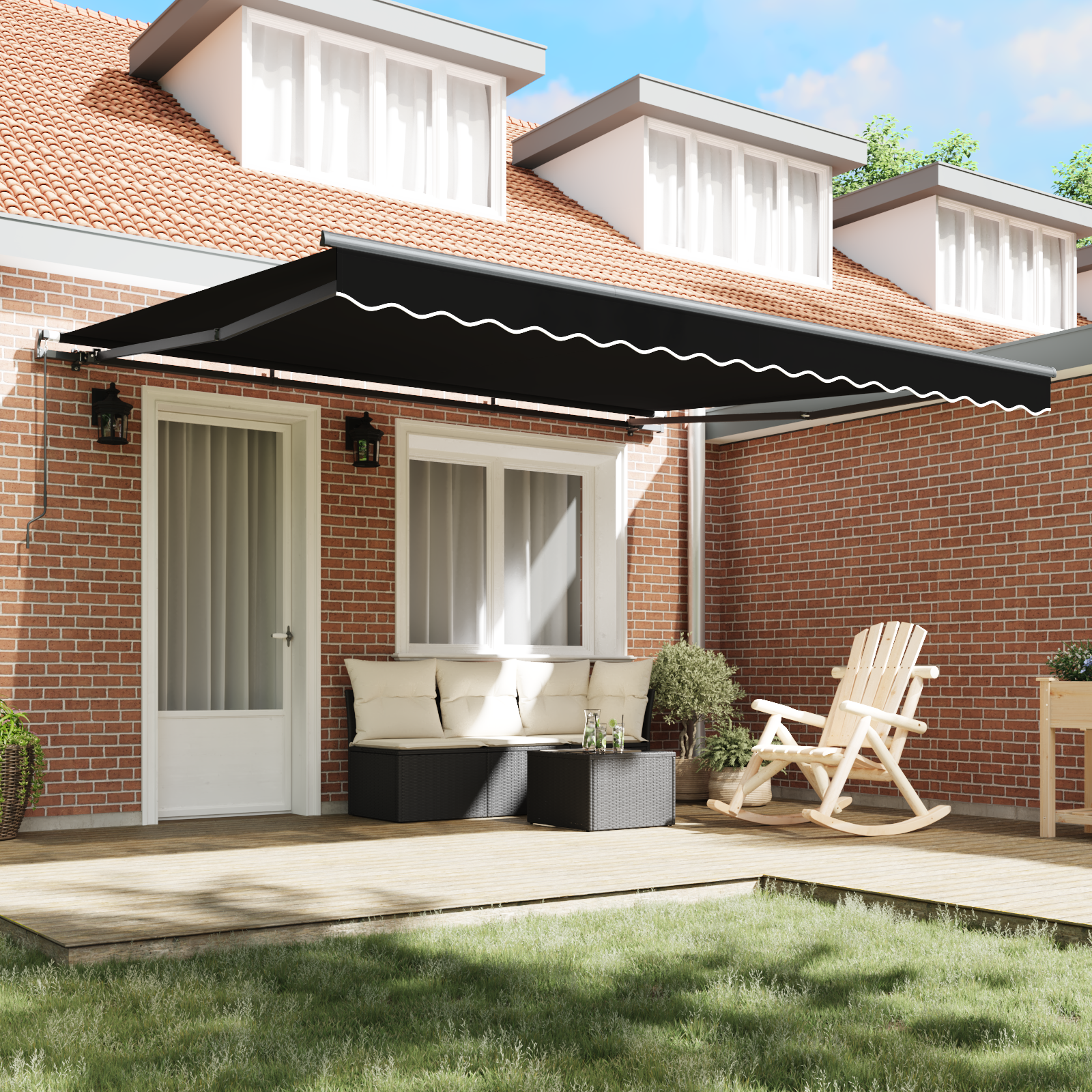 Manual Retractable Awning Black 400x350 cm - Image 3