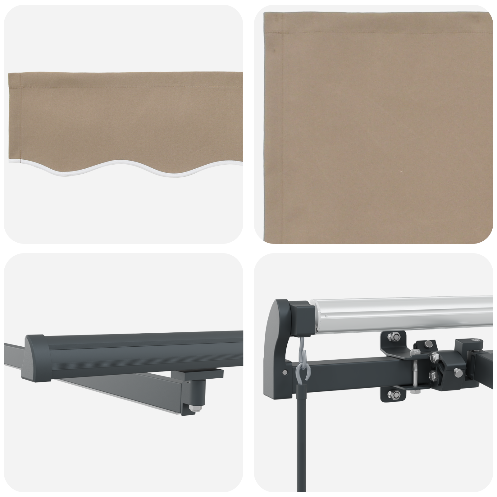 Manual Retractable Awning with LED Beige 400x350 cm - Image 8