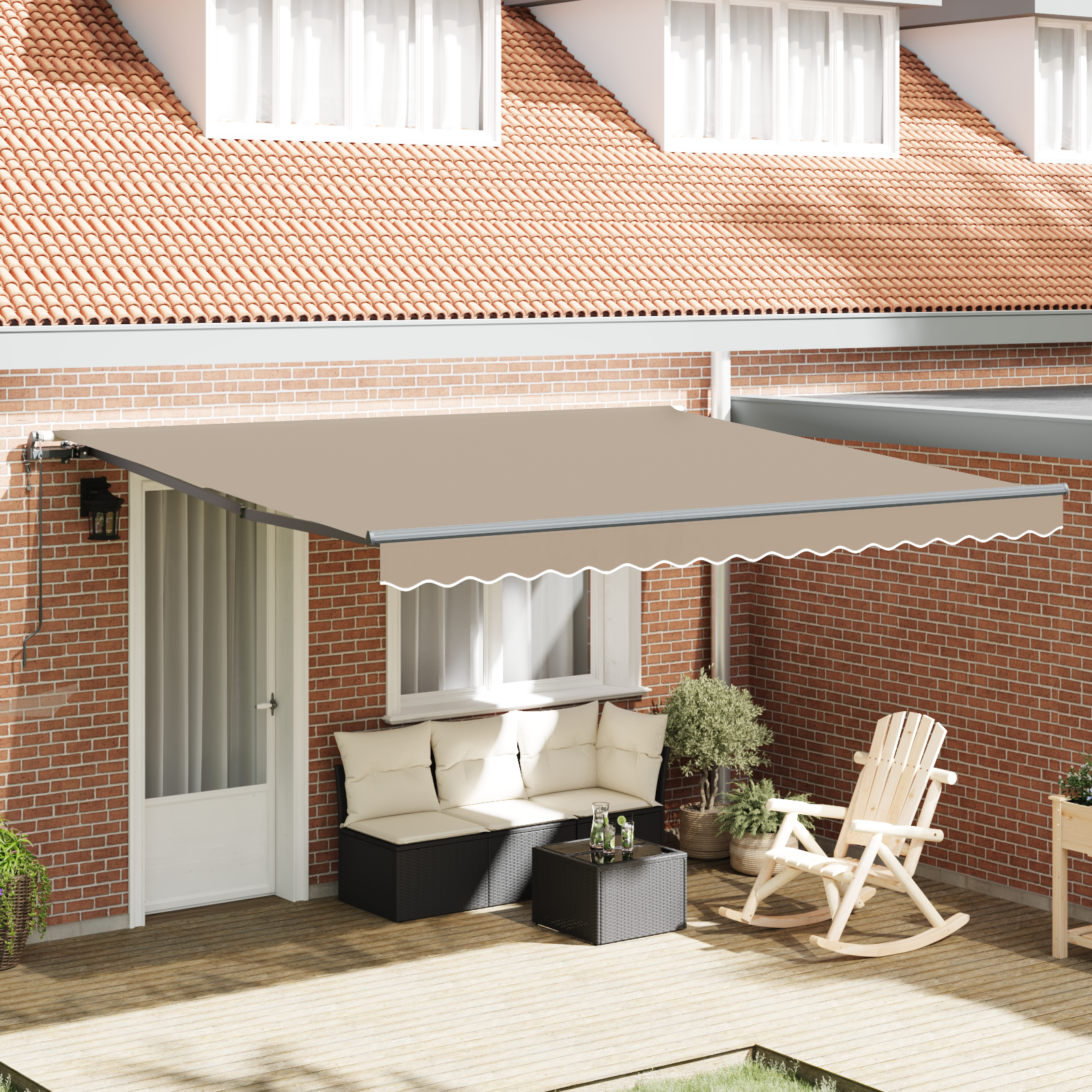 Automatische Inklapbare Luifel Beige 400×350 cm