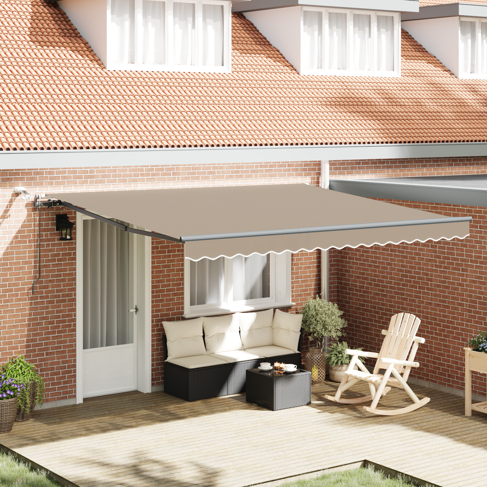 Automatische Inklapbare Luifel met LED Beige 400×350 cm