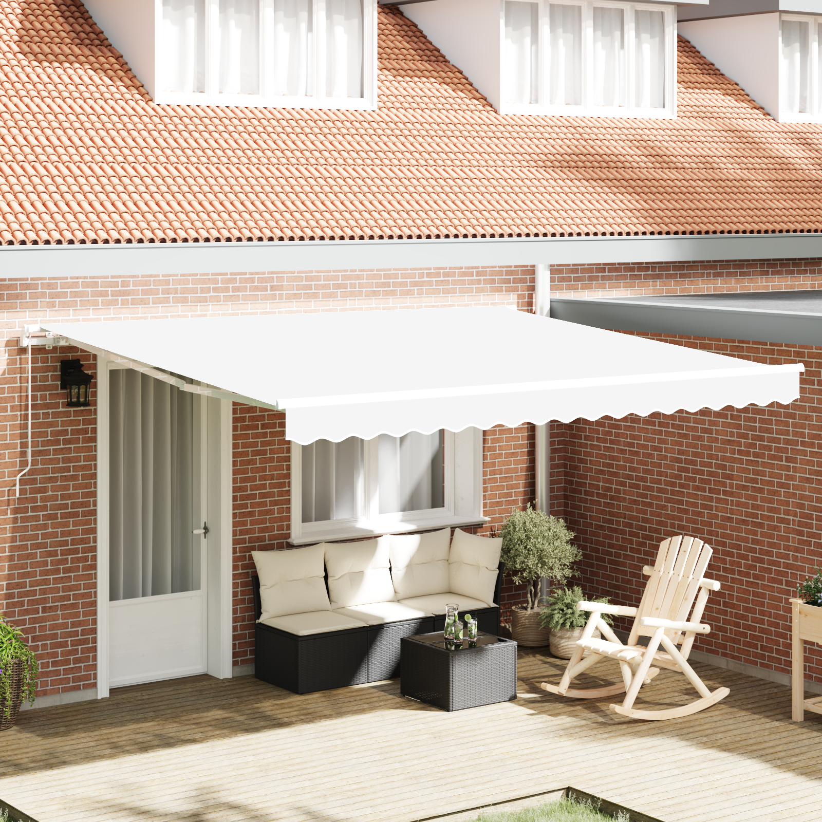 Manual Retractable Awning White 400x350 cm