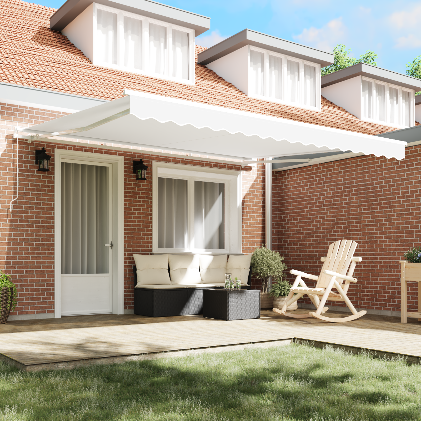 Manual Retractable Awning White 400x350 cm - Image 3