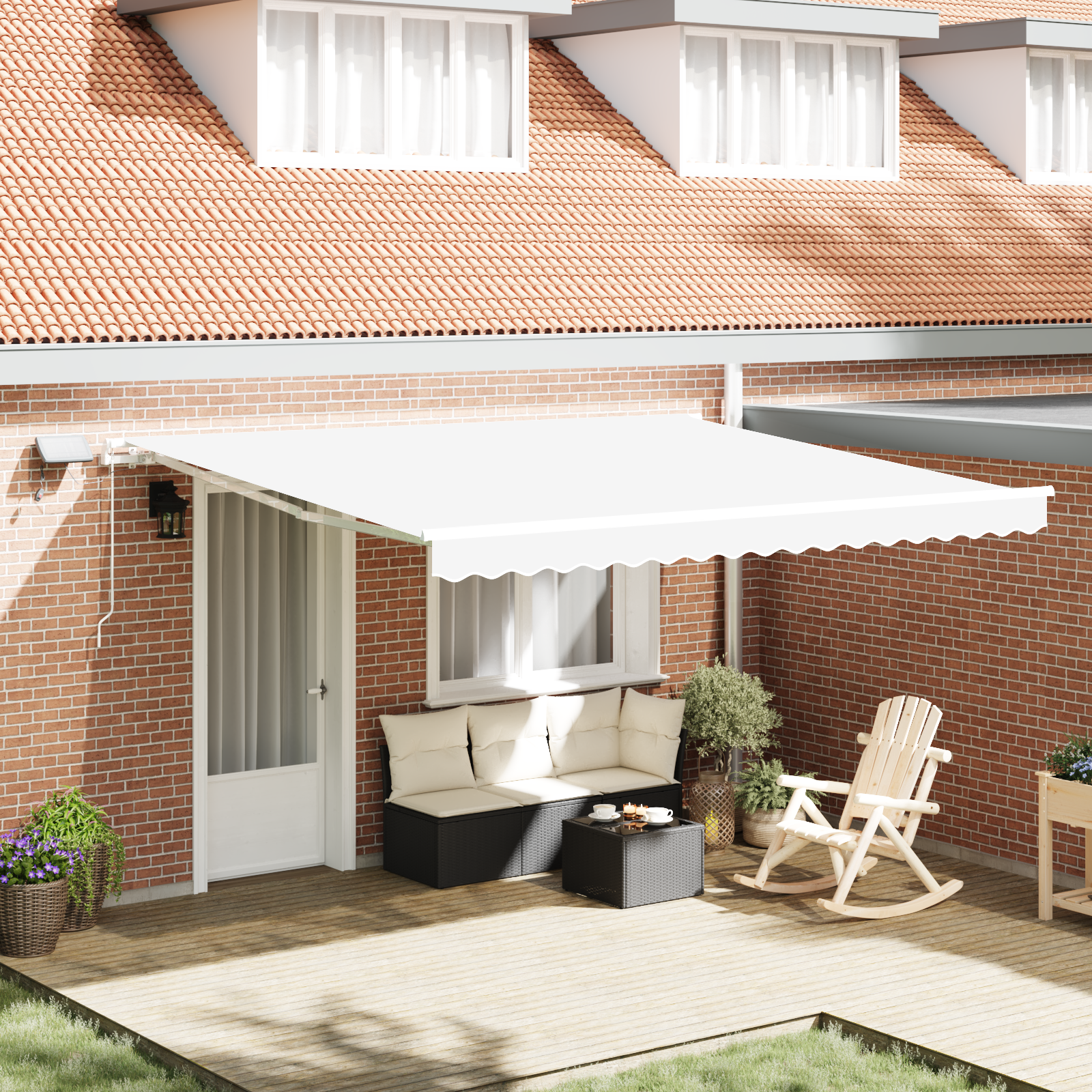 Manual Retractable Awning with LED White 400x350 cm