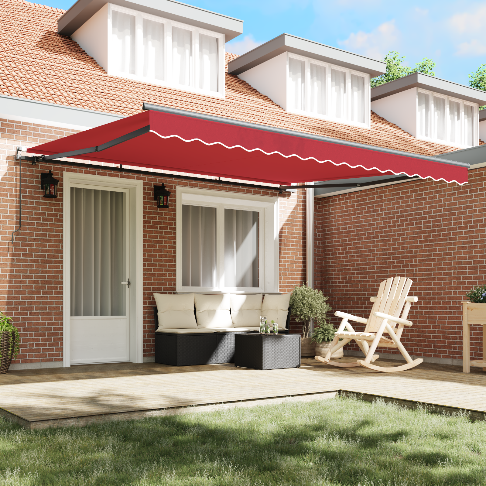 Manual Retractable Awning Red 400x350 cm - Image 3