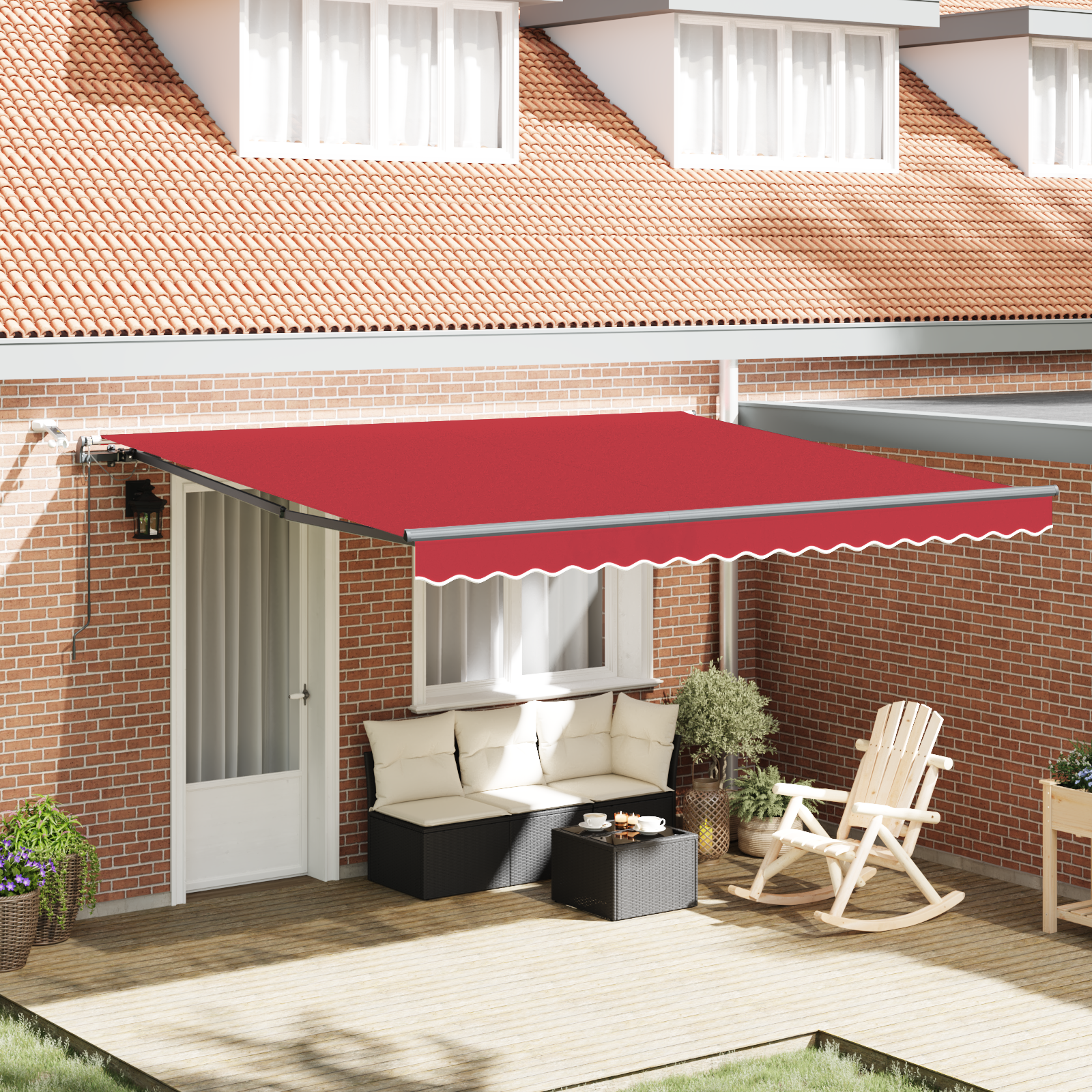 Automatische Inklapbare Luifel met LED Rood 400×350 cm