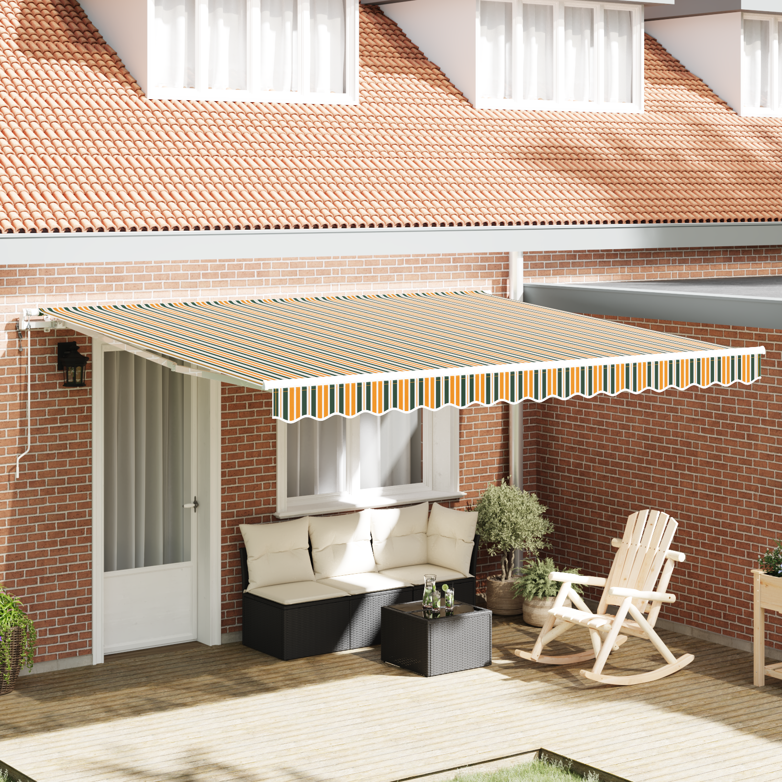 Automatische Inklapbare Luifel Groen en Geel 400×350 cm