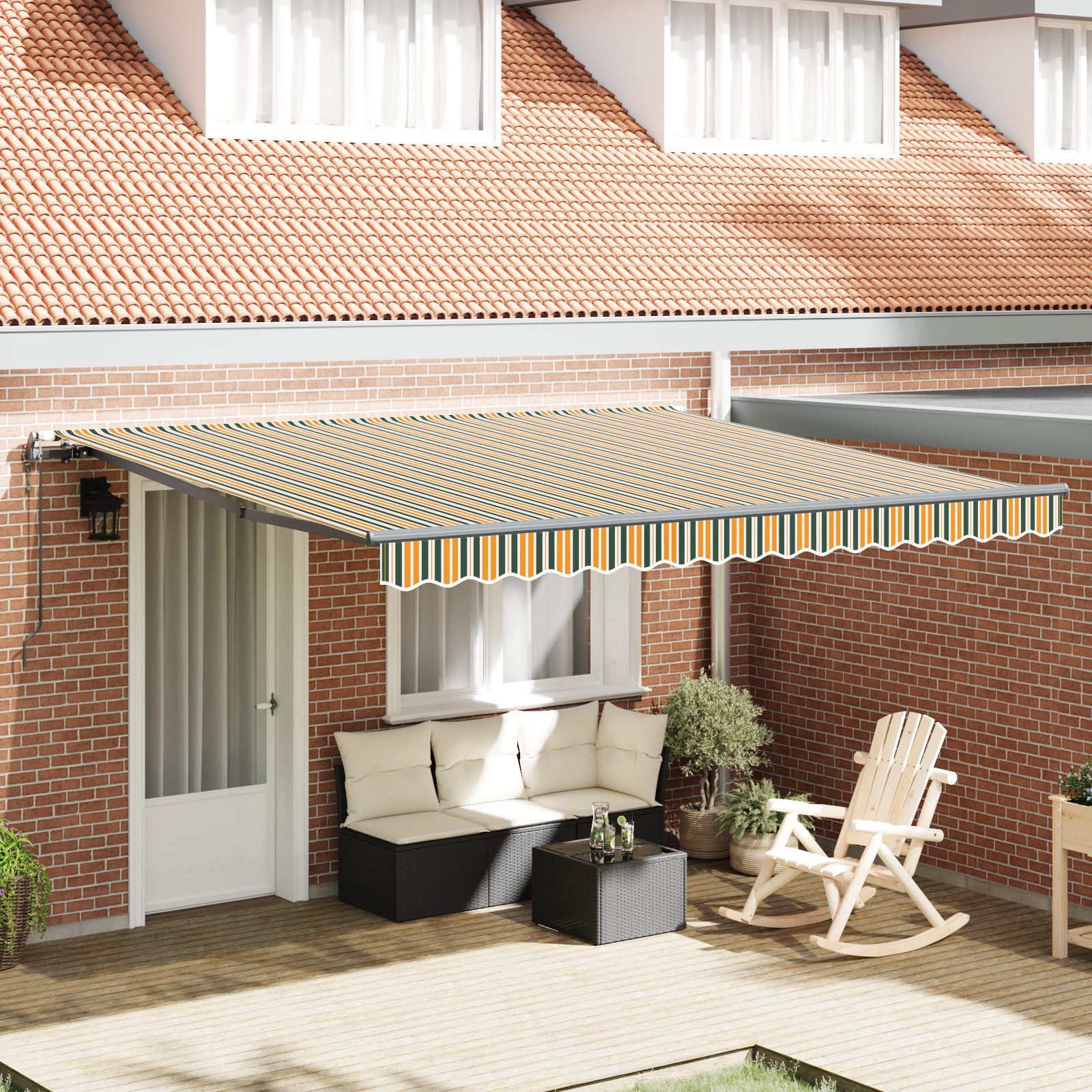 Automatische Inklapbare Luifel Groen en Geel 400×350 cm