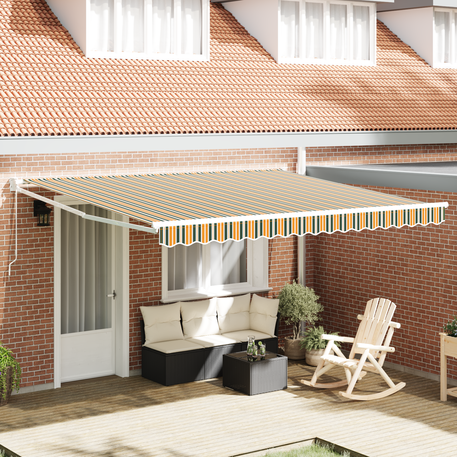 Handmatige Inklapbare Luifel Groen en Wit 400×350 cm