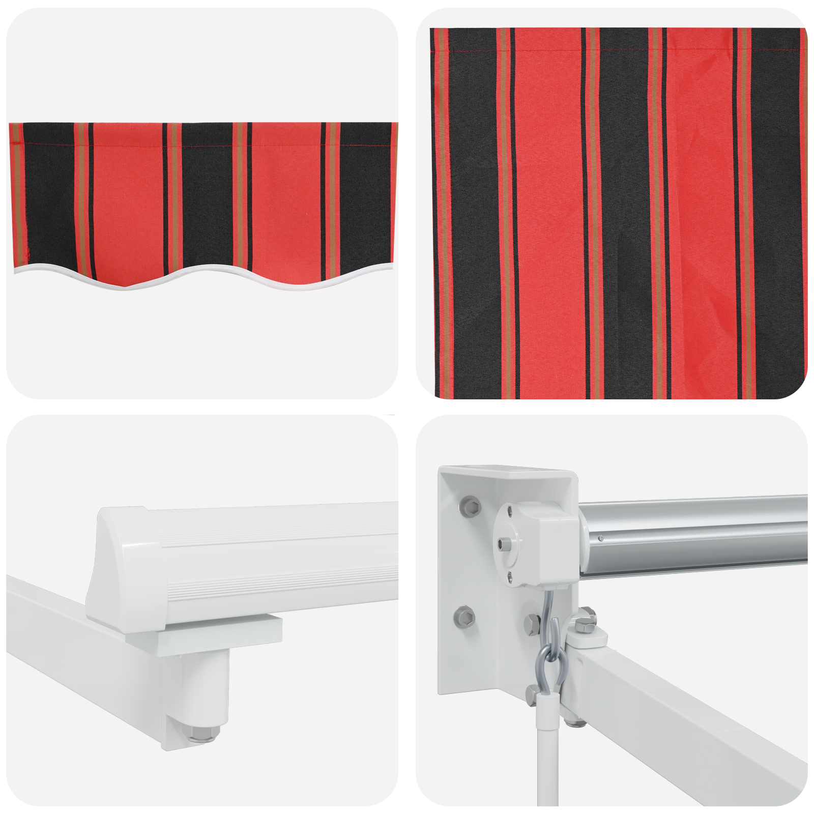 Manual Retractable Awning in Orange and Brown, 450x300 cm - Image 8