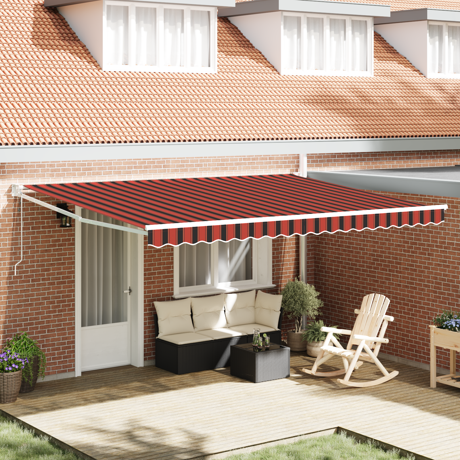 Automatische Uittrekbare Zonwering Oranje en Bruin 450×300 cm