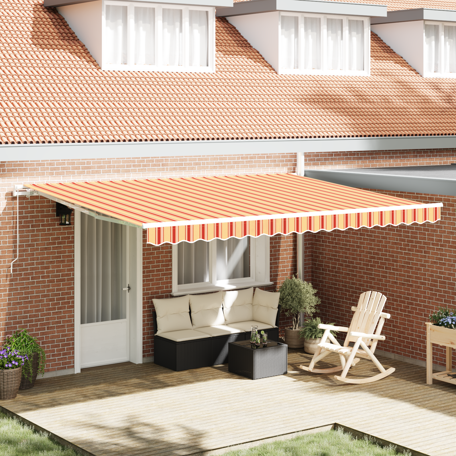 Handmatig Uittrekbaar Ligbed Geel en Oranje 450×300 cm