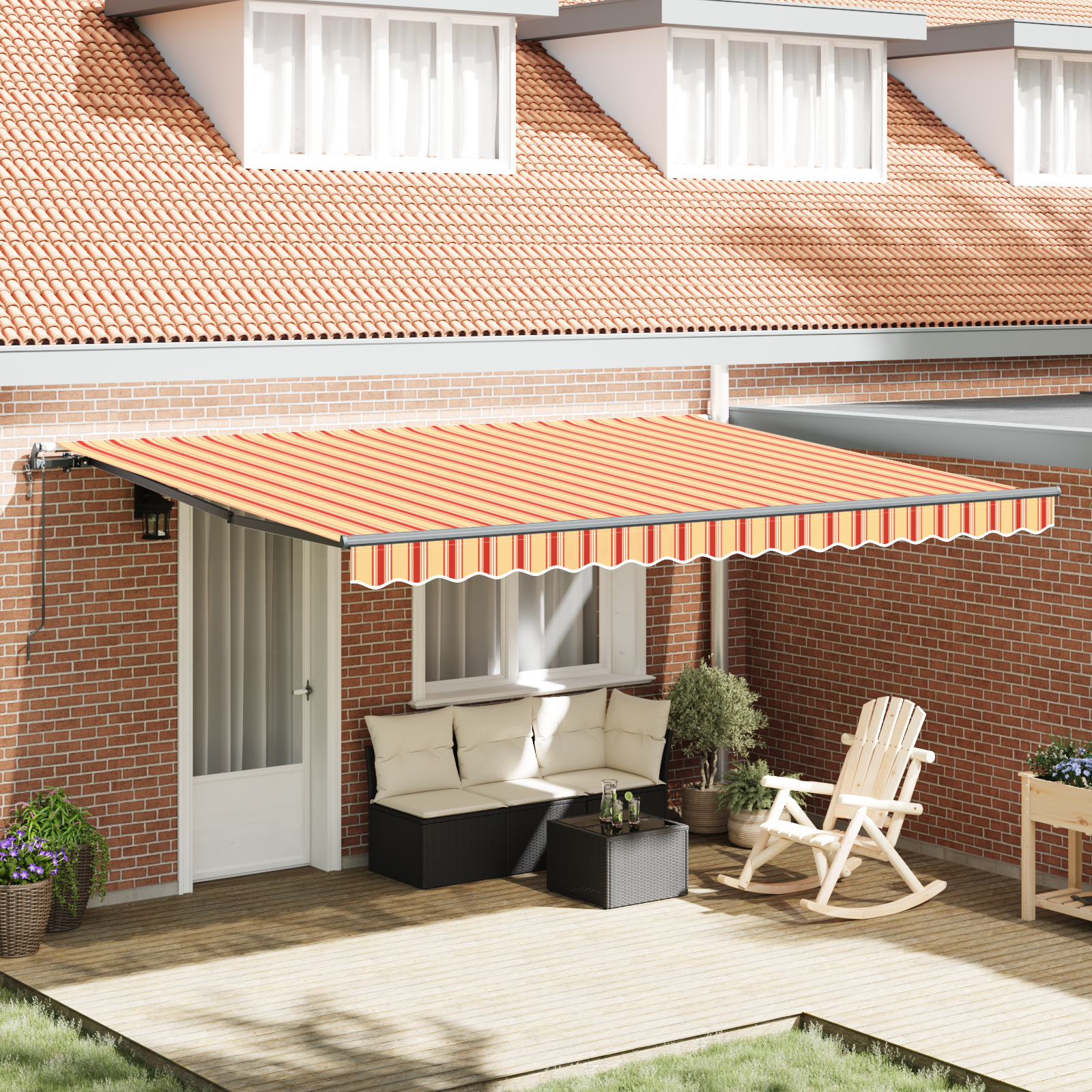 Automatisch inklapbare luifel geel en oranje 450×300 cm