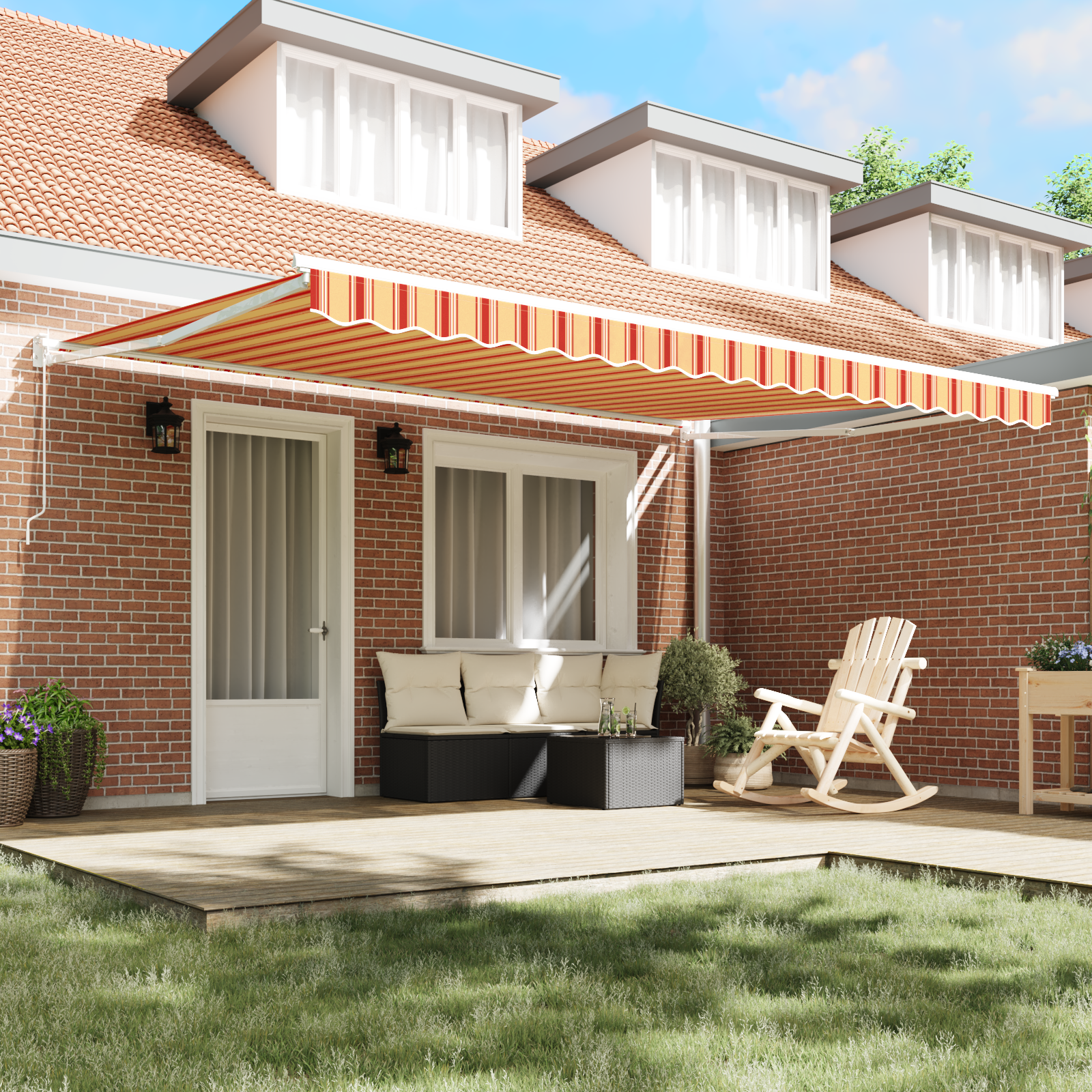 Manual Retractable Awning Yellow and Orange 450x300 cm - Image 3