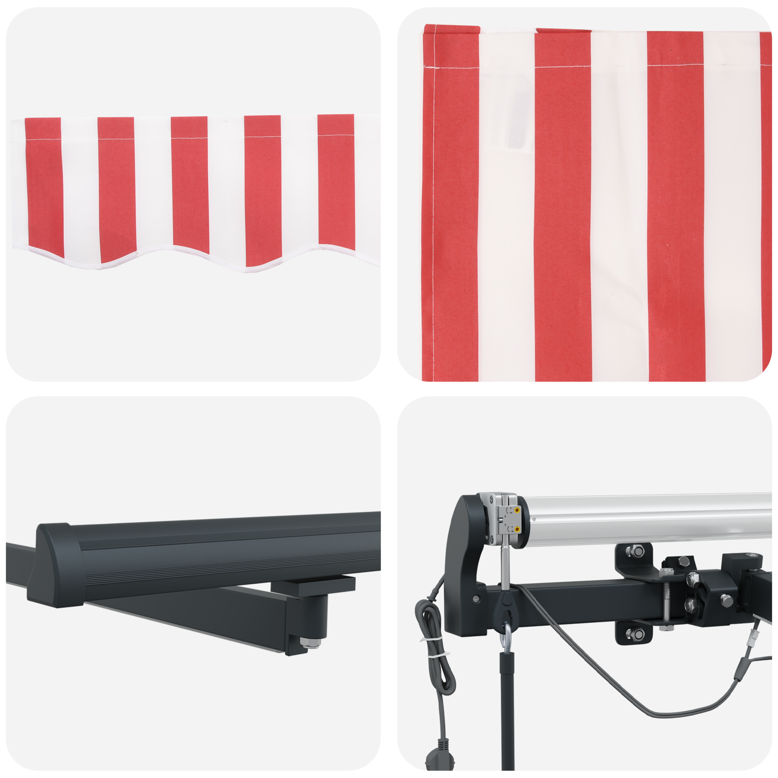 Automatic Retractable Awning with LED Red and White Stripe 450x300 cm - Image 8