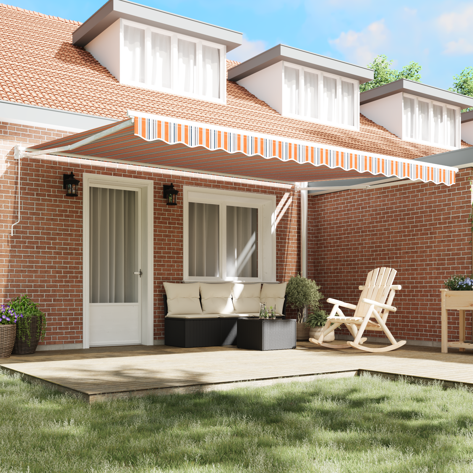 Manual Retractable Awning Multicolour Stripe 450x300 cm - Image 3