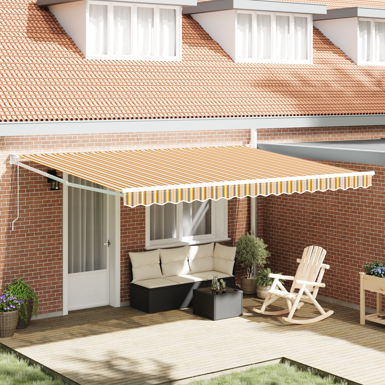 Automatische Inklapbare Zonwering Multicolor Streep 450×300 cm