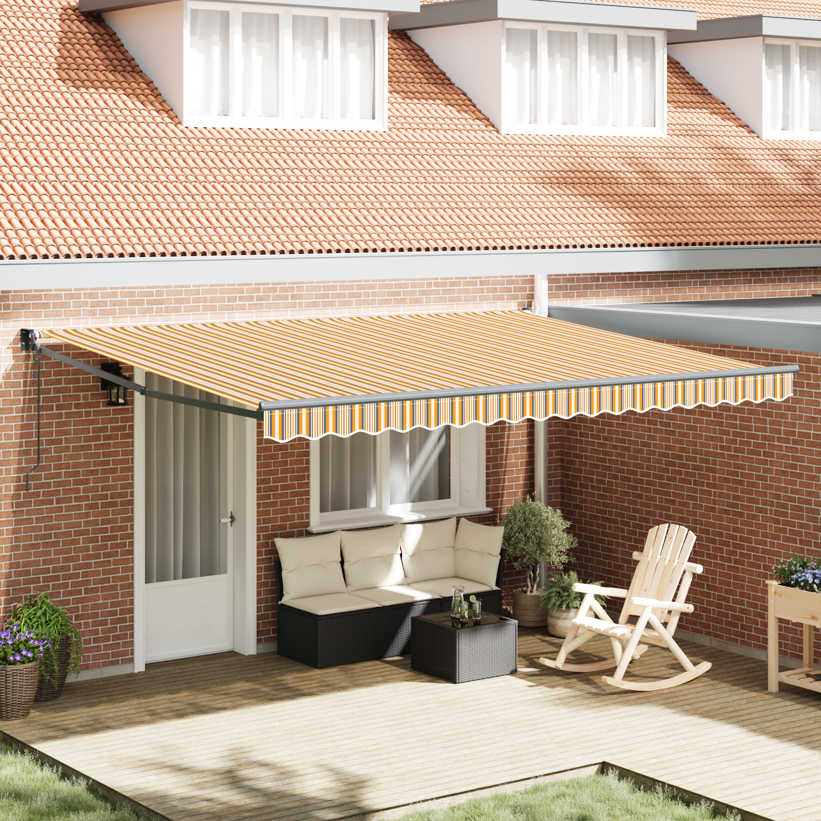 Automatische Uittrekbare Markies met Multikleurige Strepen 450×300 cm