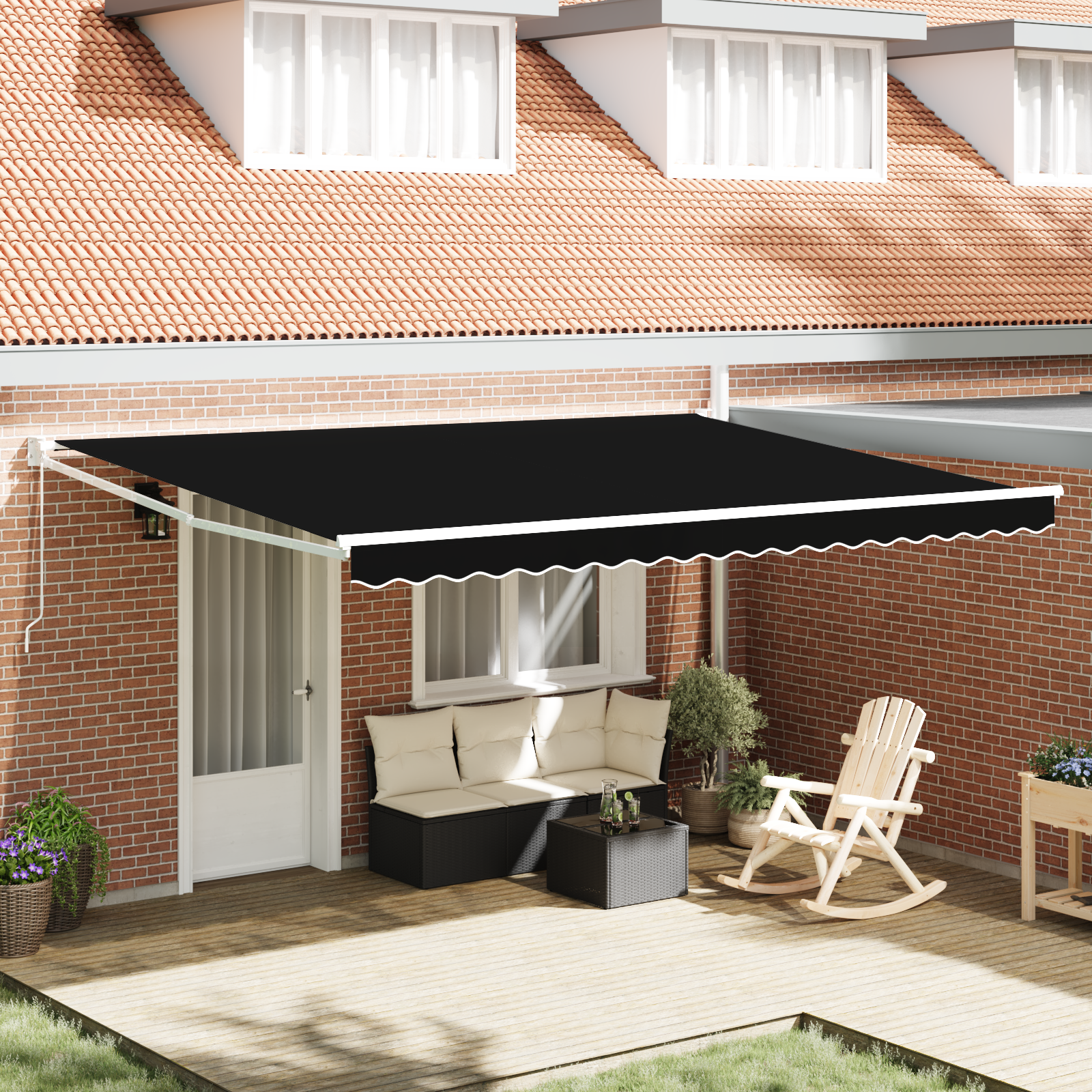 Manual Retractable Awning Black 450x300 cm