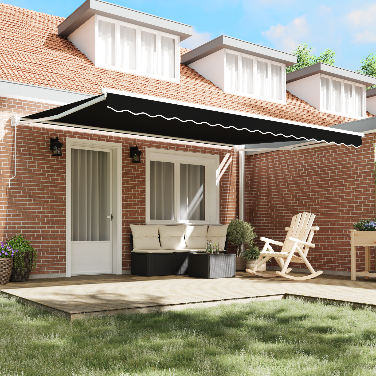 Manual Retractable Awning Black 450x300 cm - Image 3