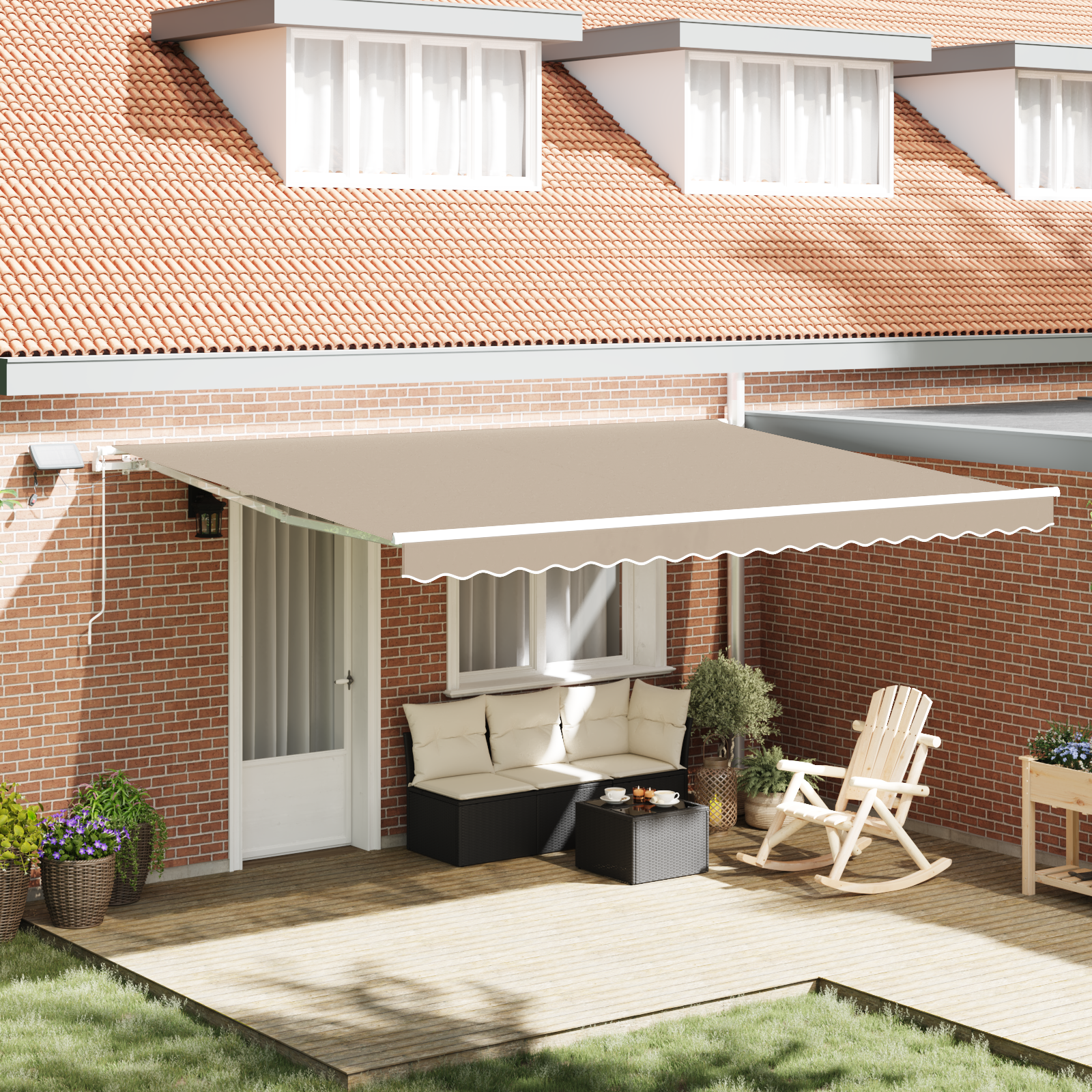 Handmatige Inklapbare Luifel met LED Beige 450×300 cm