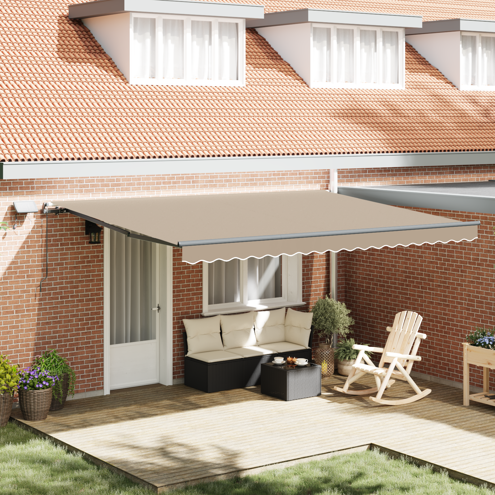 Handmatige Inklapbare Luifel met LED Beige 450×300 cm