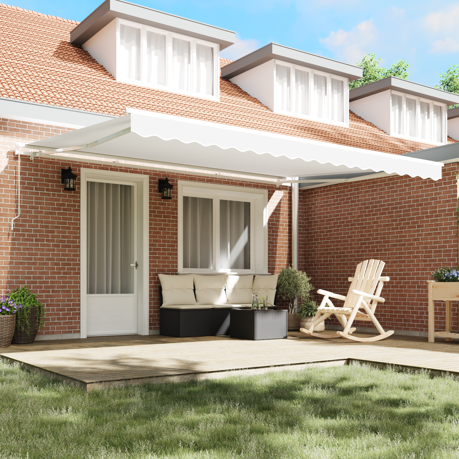 Manual Retractable Awning White 450x300 cm - Image 3