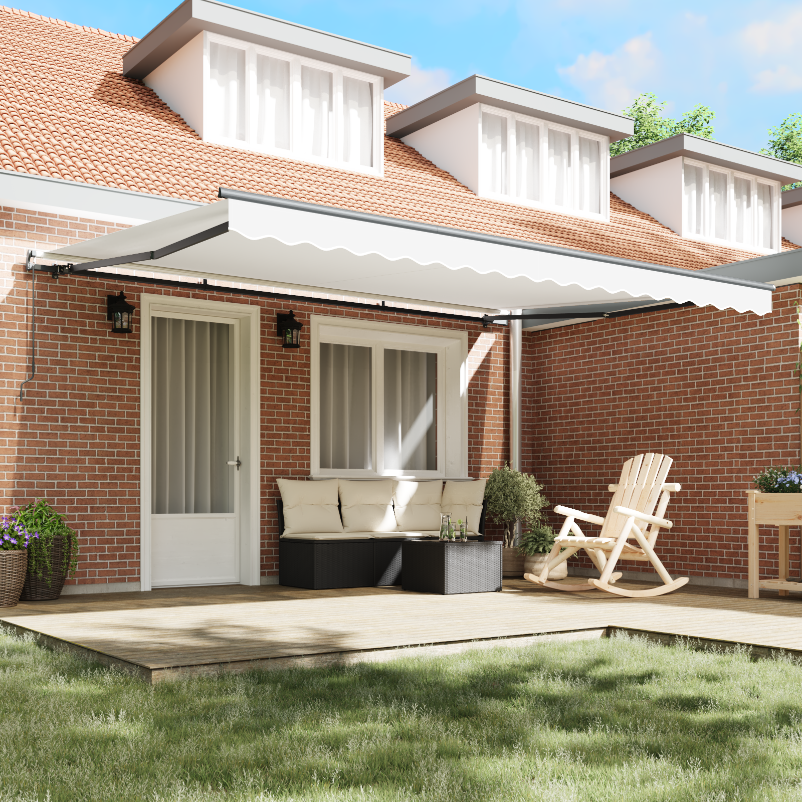 Manual Retractable Awning White 450x300 cm - Image 3