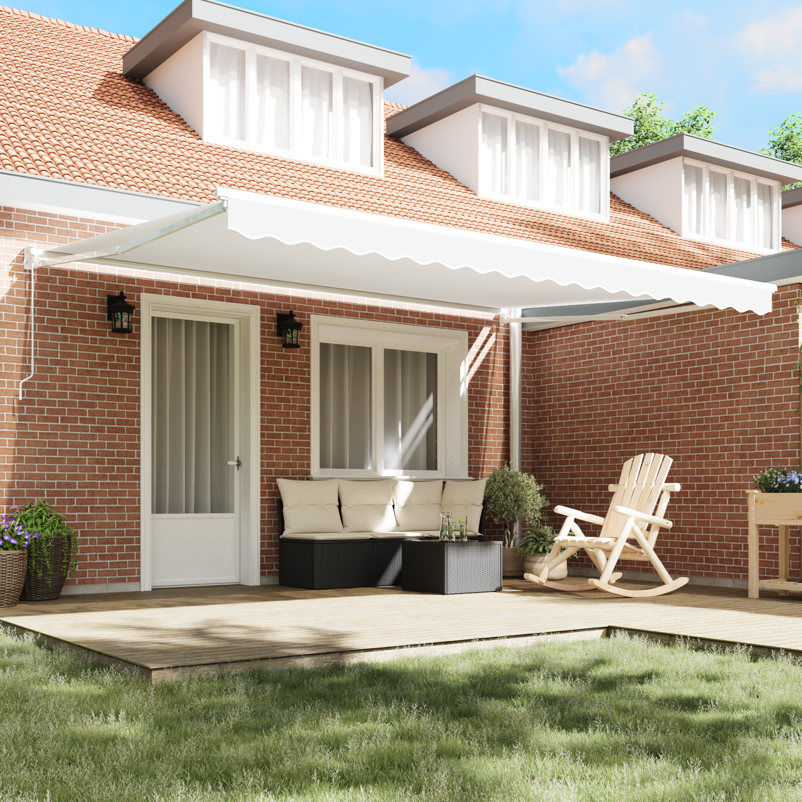 Manual Retractable Awning White 450x300 cm - Image 3