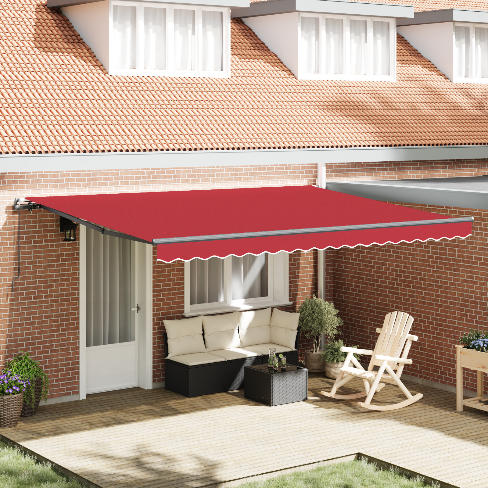 Handmatige Inklapbare Luifel Rood 450×300 cm