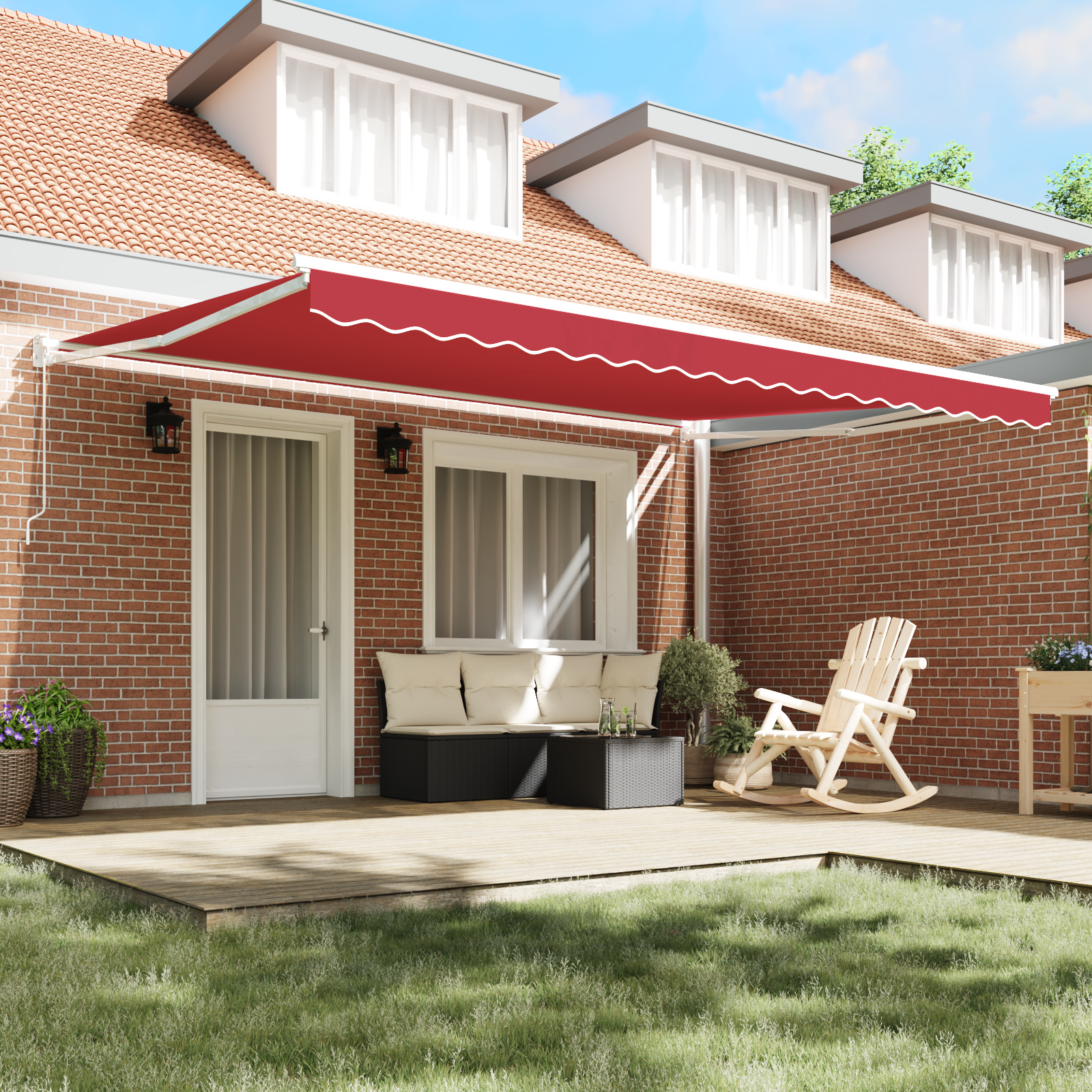 Manual Retractable Awning Red 450x300 cm - Image 3