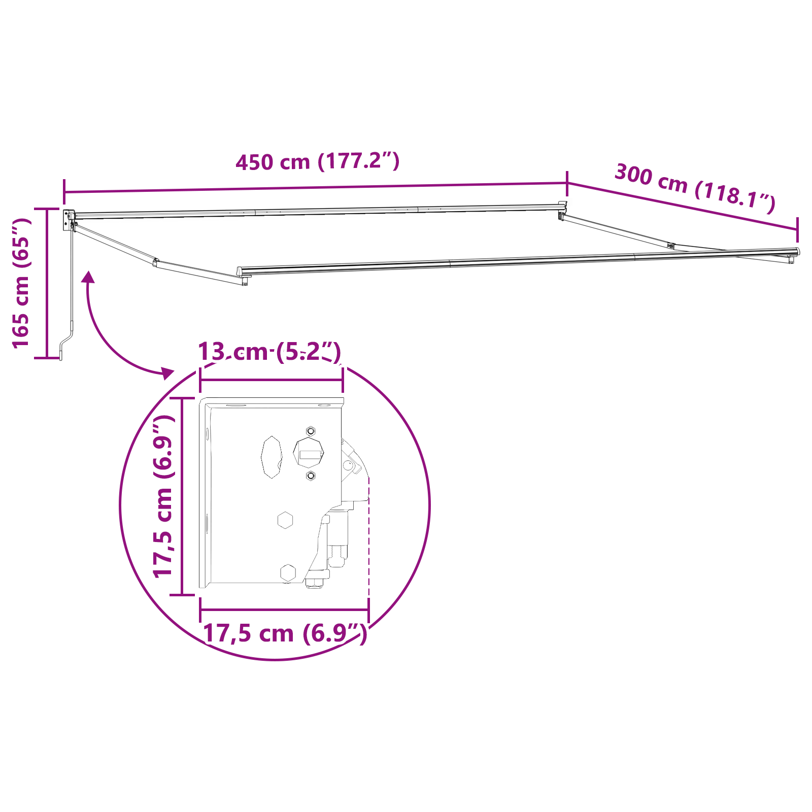 Manual Retractable Awning Red 450x300 cm - Image 11