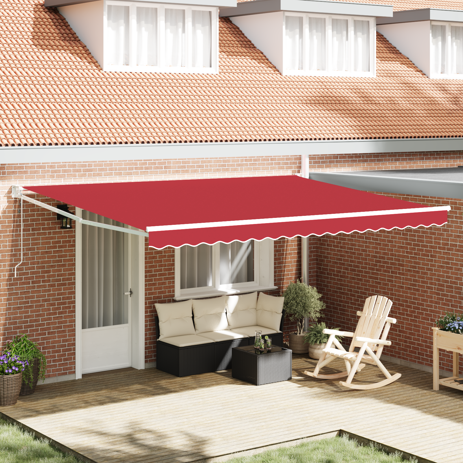 Automatic Retractable Awning Red 450x300 cm