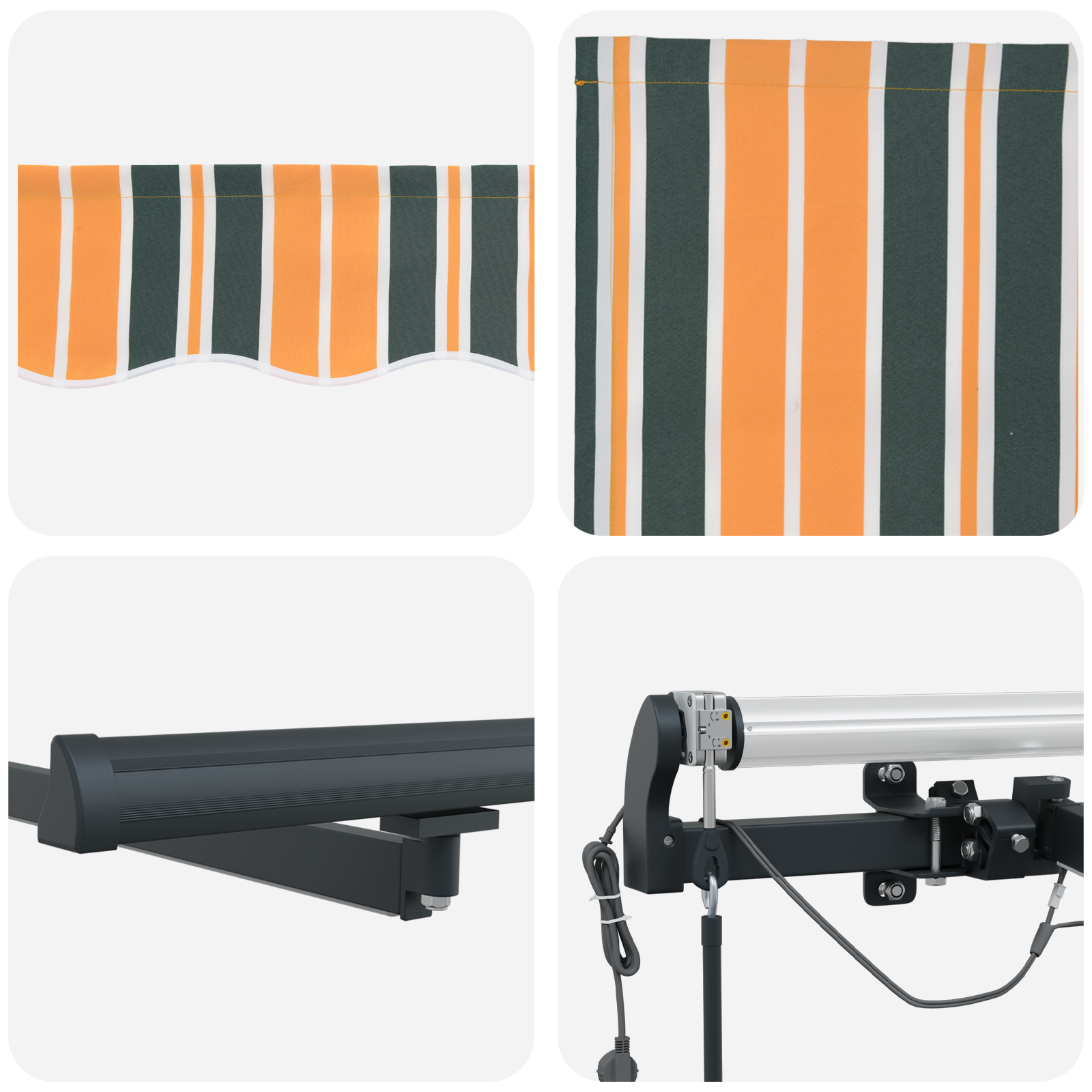 Automatic Retractable Awning with LED Green and Yellow 450x300 cm - Image 8