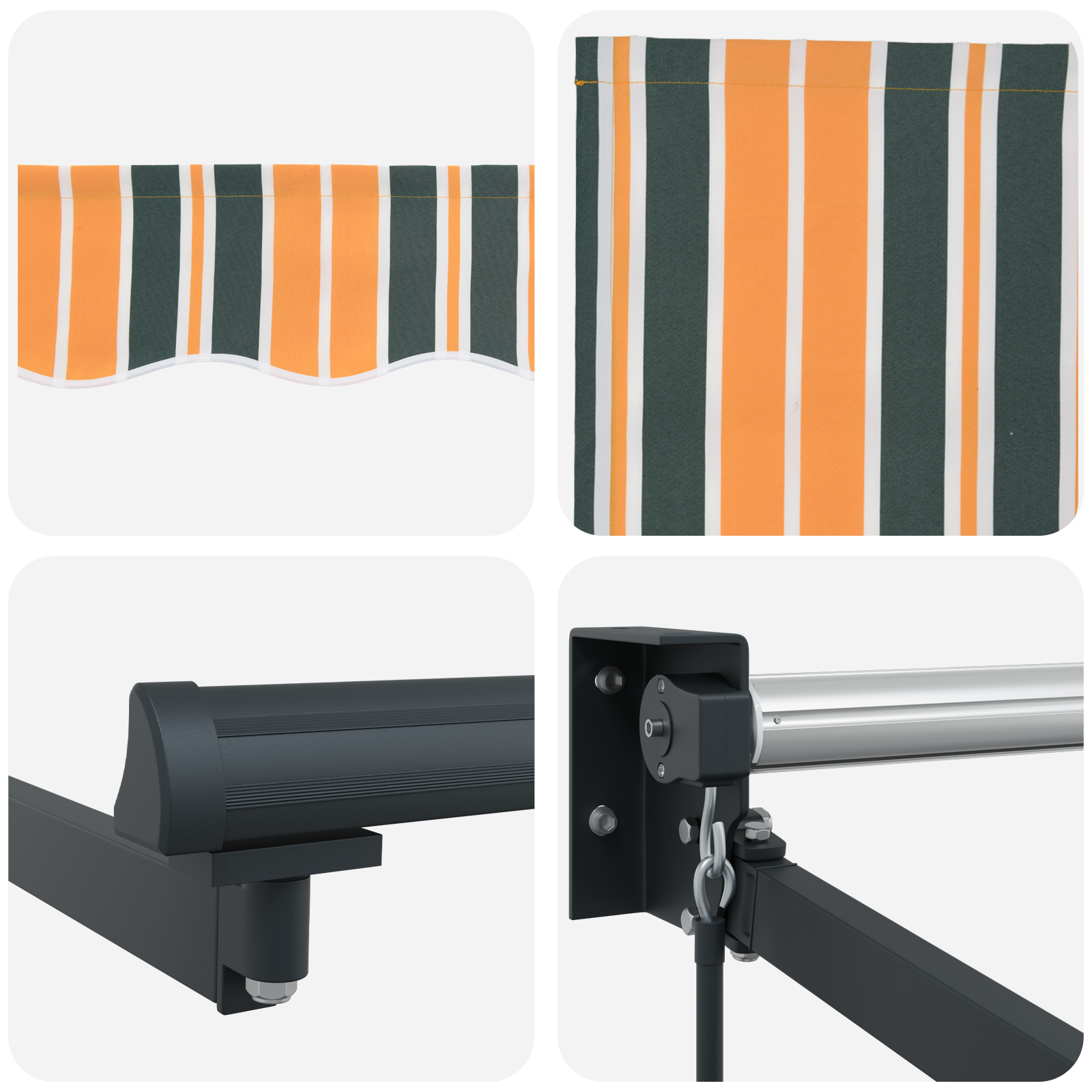 Manual Retractable Awning Green and Yellow 450x300 cm - Image 8