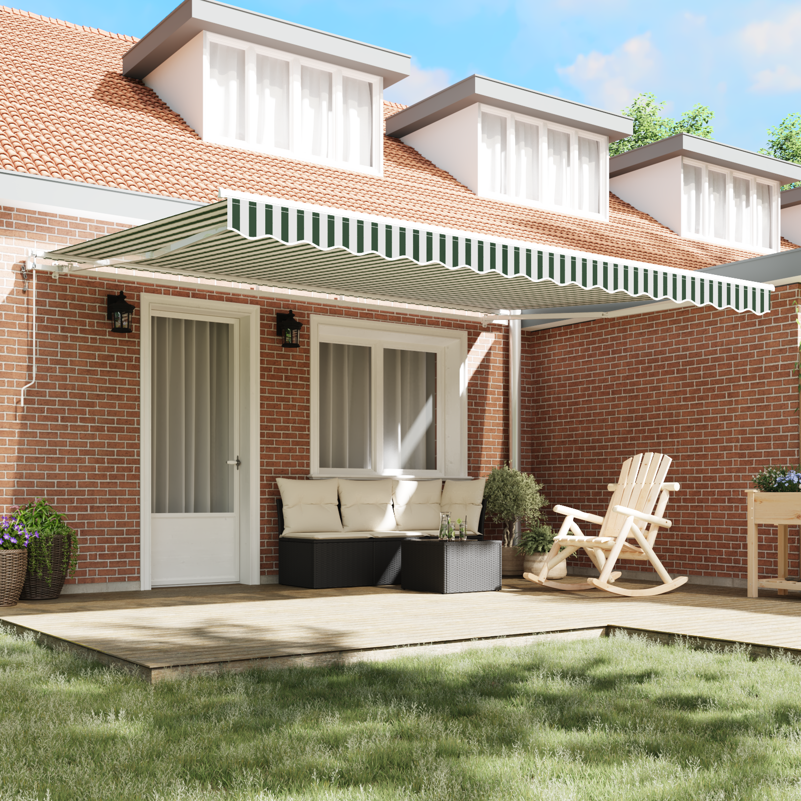Automatic Retractable Awning Green and White 450x300 cm - Image 3