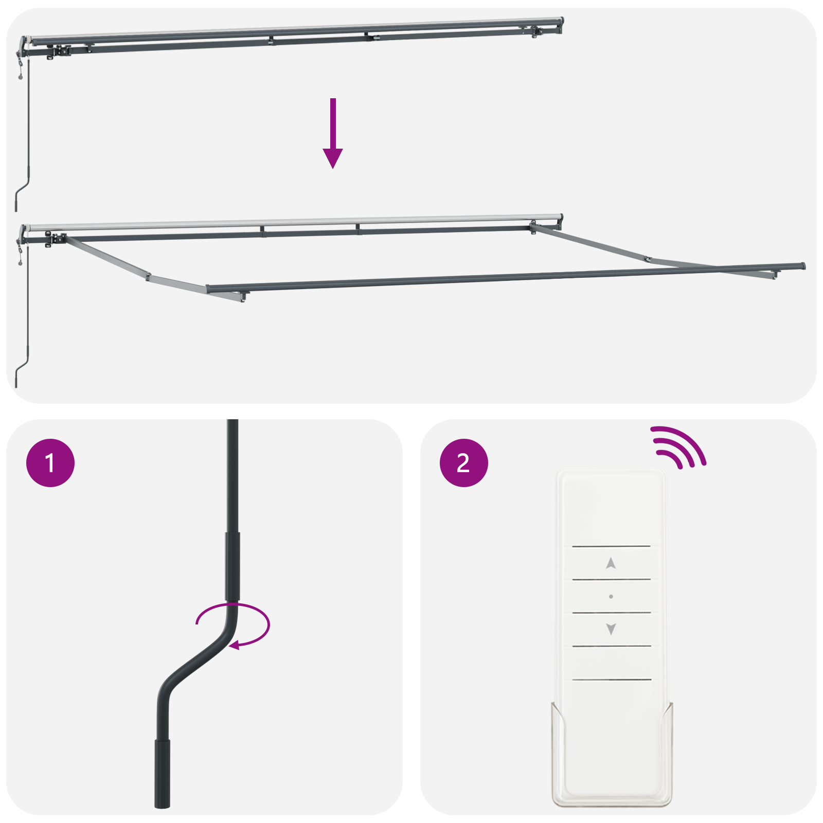 Automatisk udrulbar markise grøn og hvid 450x300 cm&&vidaXL Markise erstatningsstof til 4,5x3 m ramme grøn og hvid 9 image product%2F3331073%2FP Function 3331073 WBG Function%20%281%29 01