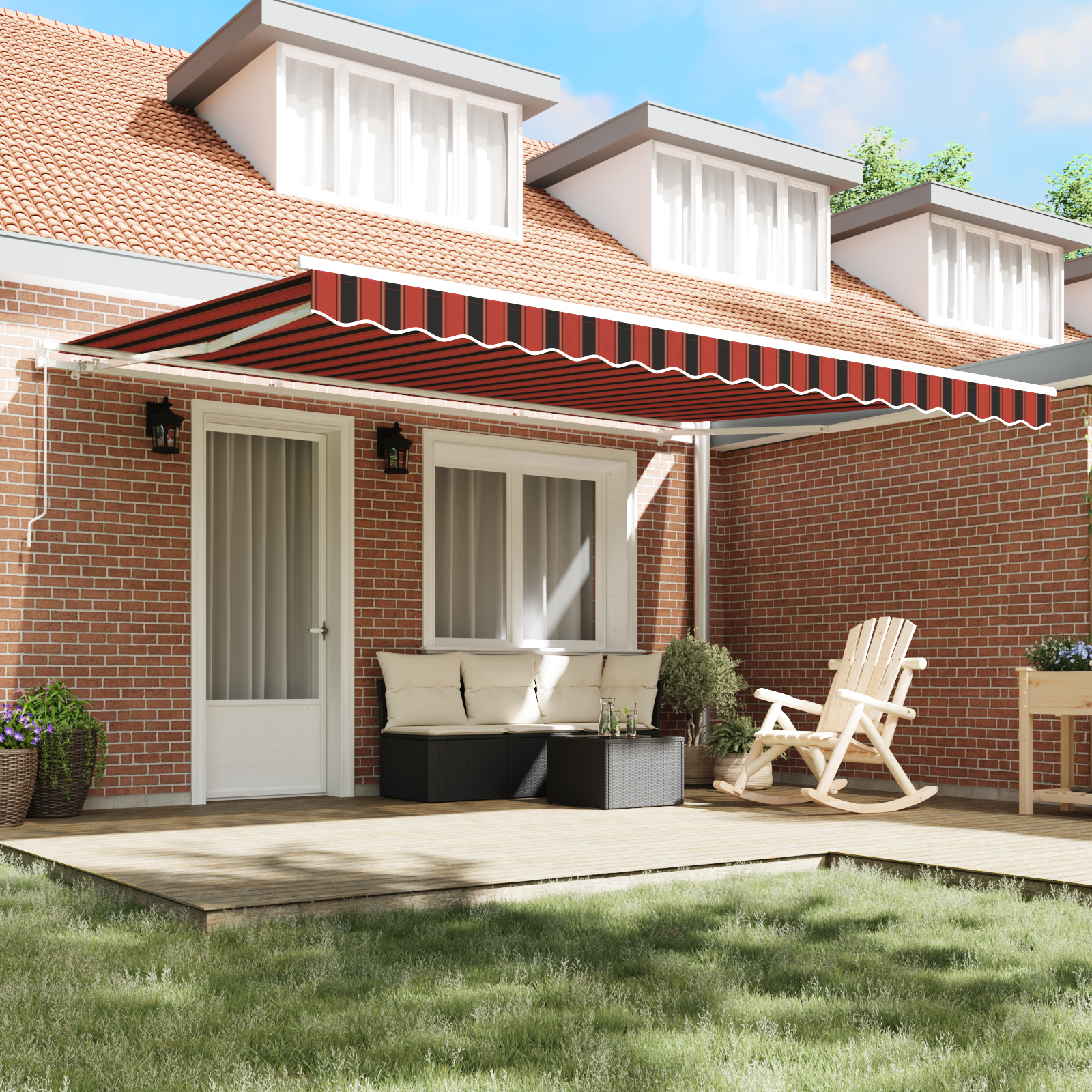 Manual Retractable Awning Orange and Brown 450x350 cm - Image 3