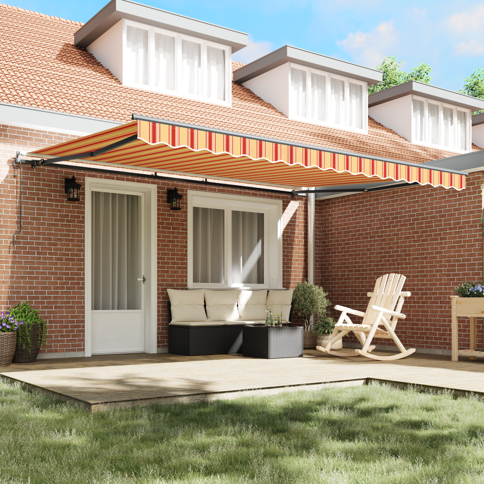 Uitschuifbare luifel Geel en Oranje 450 × 350 cm