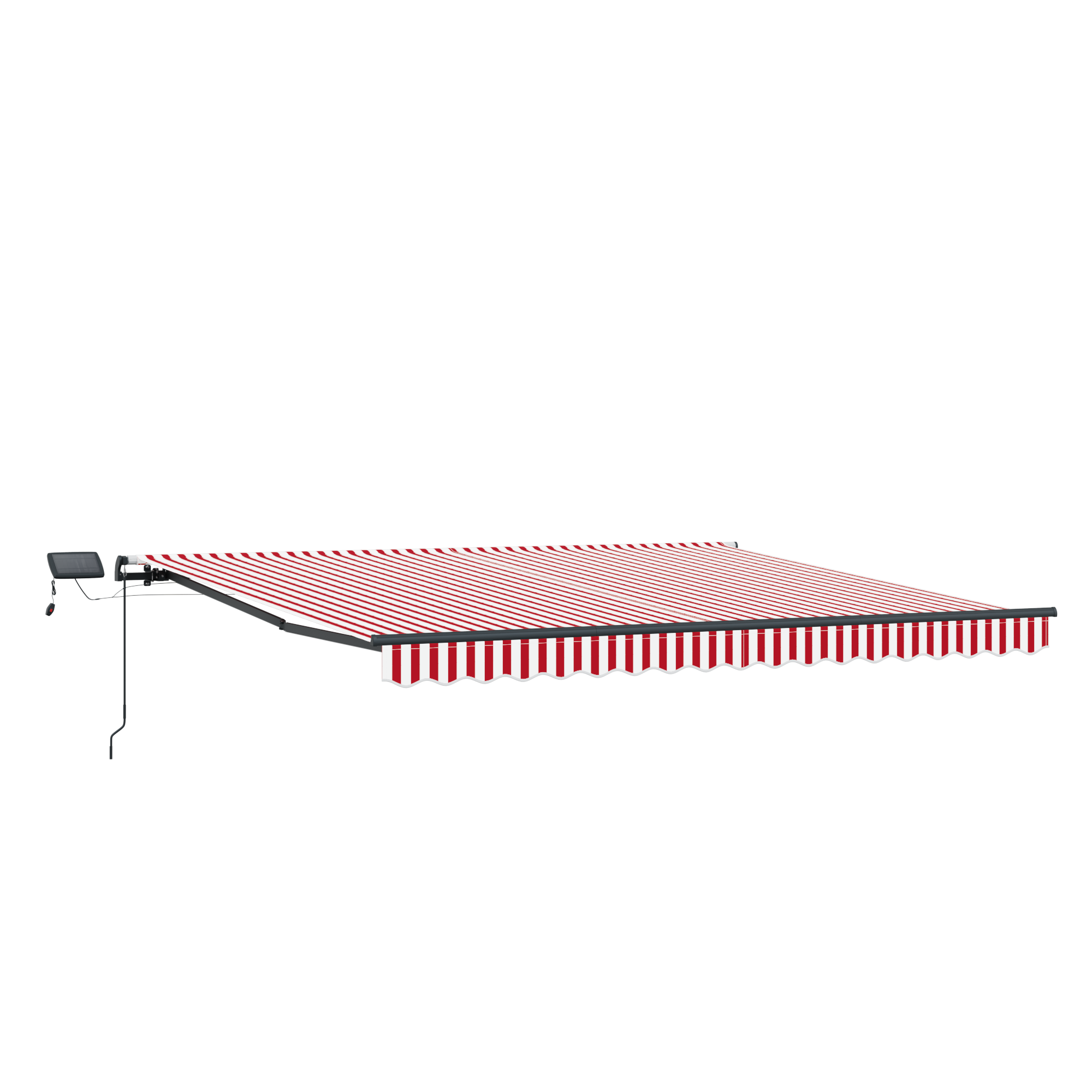 Inklapbaar Zonnescherm Rood en wit 450 ×350 cm Stof image 4