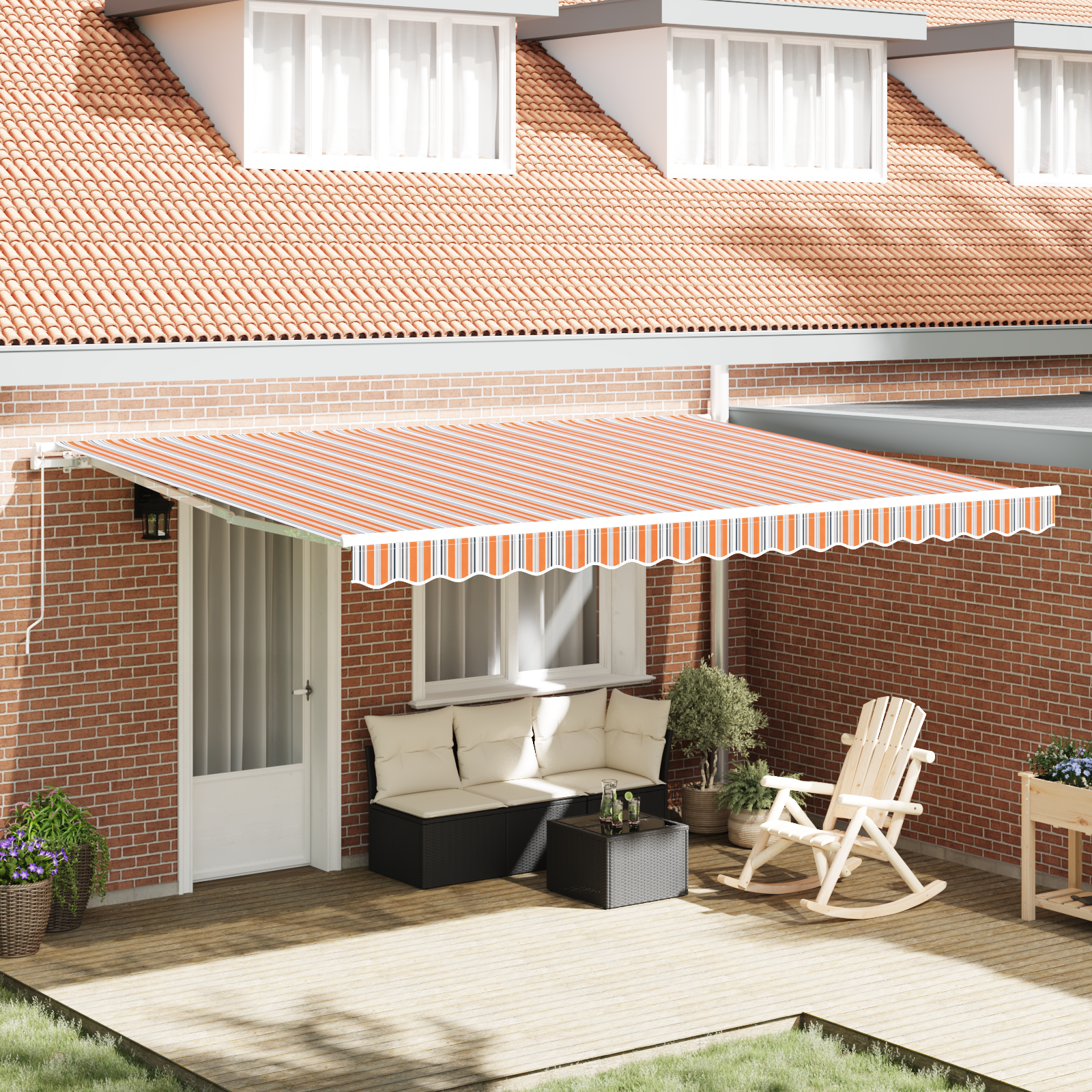 Handmatige Inklapbare Luifel Multicolor Strepen 450×350 cm