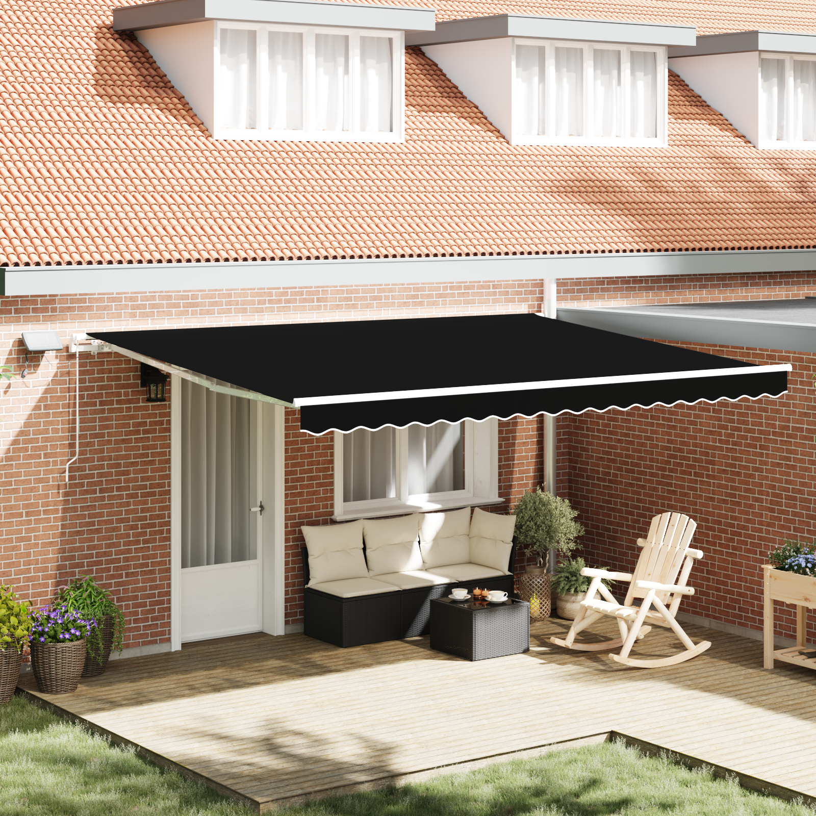Handmatige Inklapbare Luifel met LED Zwart 450×350 cm