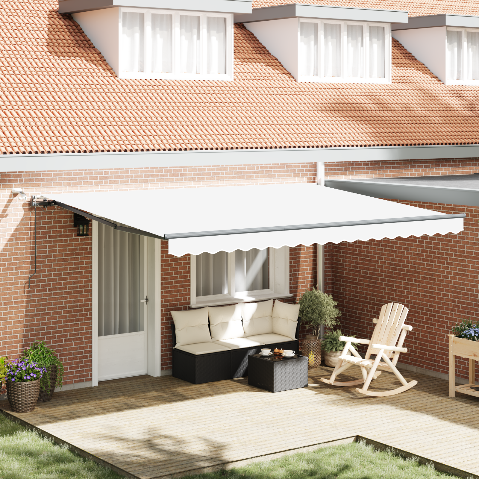 vidaXL Cortina Retractabilă with Alb 450 × 350 cm țesătură