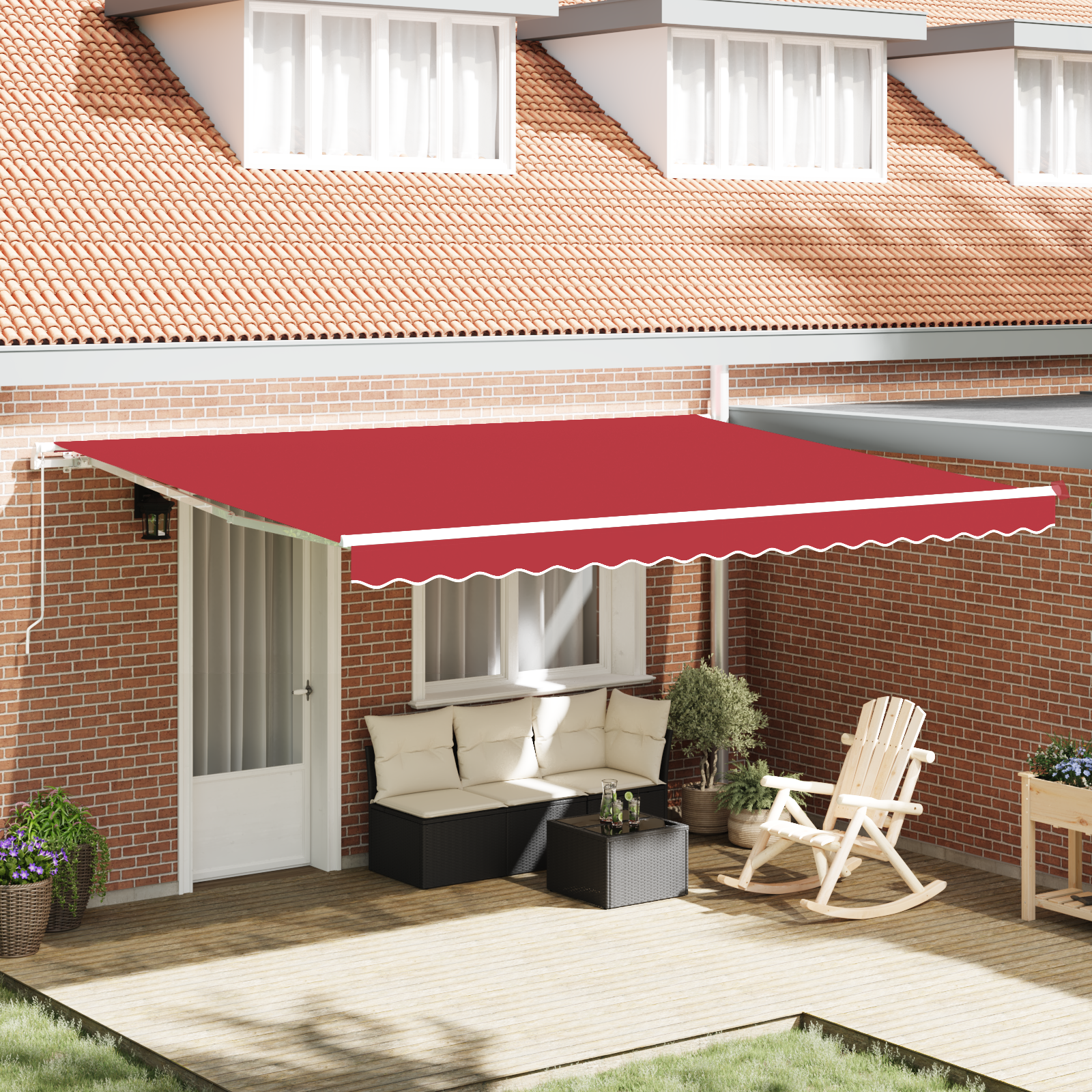 Manual Retractable Awning Red 450x350 cm
