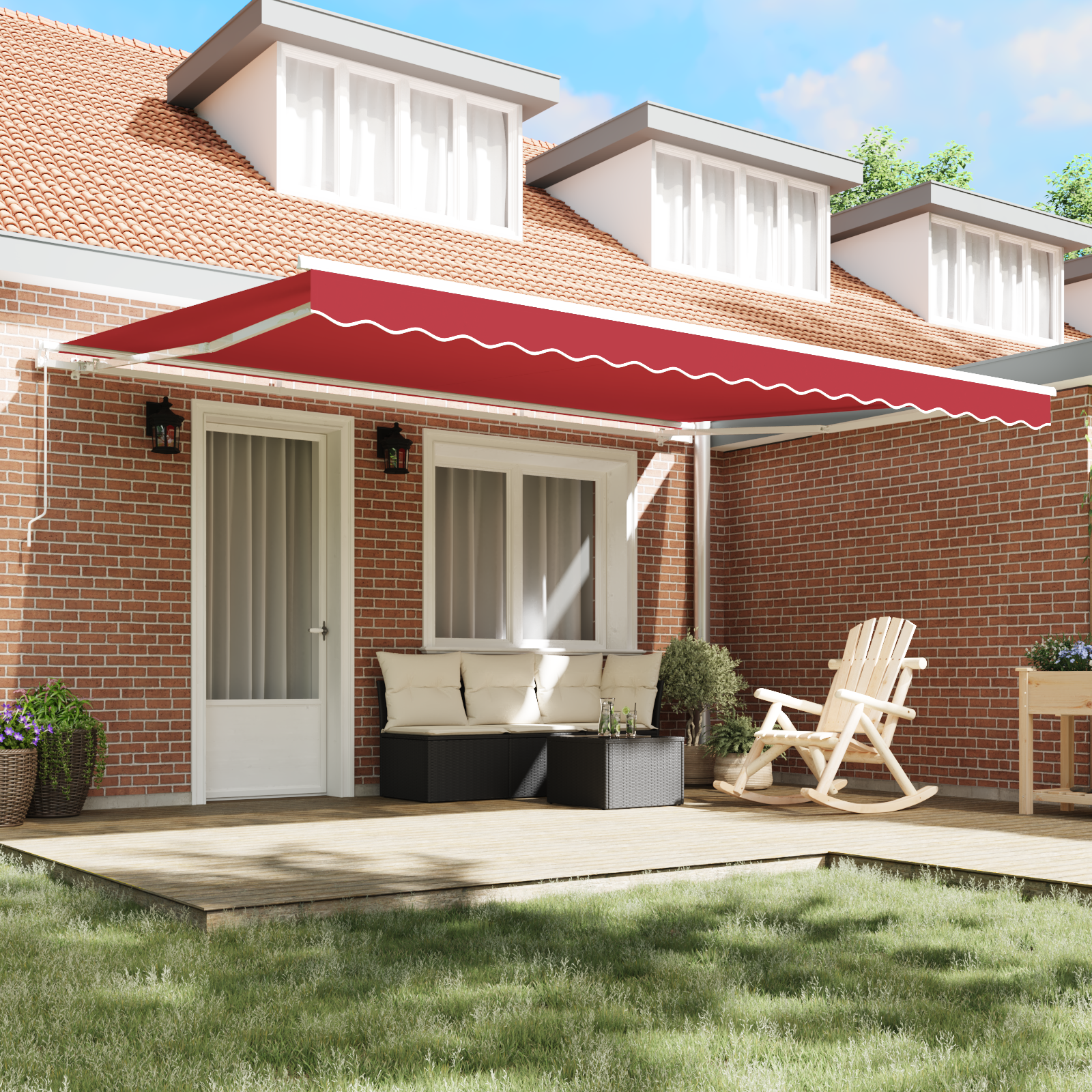 Manual Retractable Awning Red 450x350 cm - Image 3