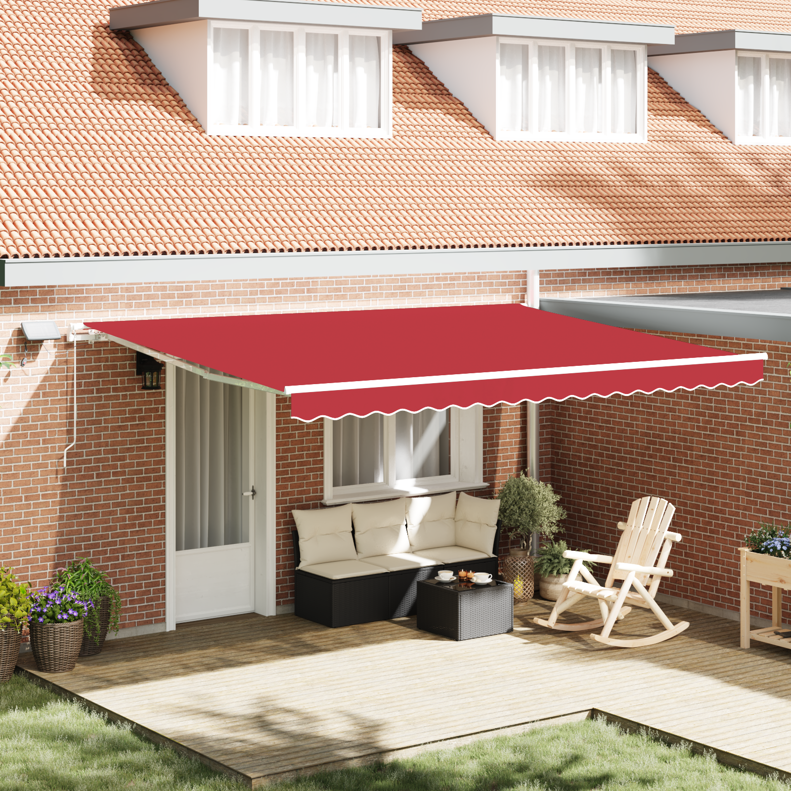 Handmatige Inklapbare Luifel met LED Rood 450×350 cm