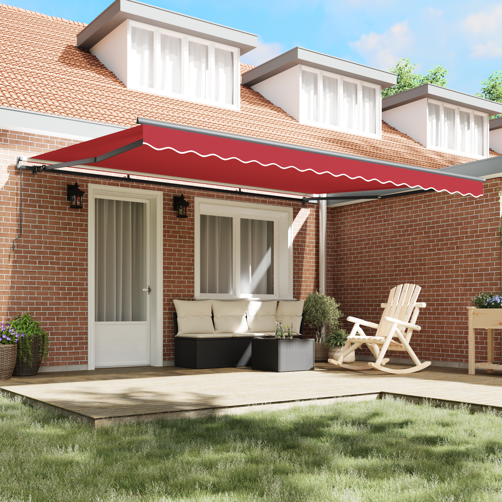 Manual Retractable Awning Red 450x350 cm - Image 3